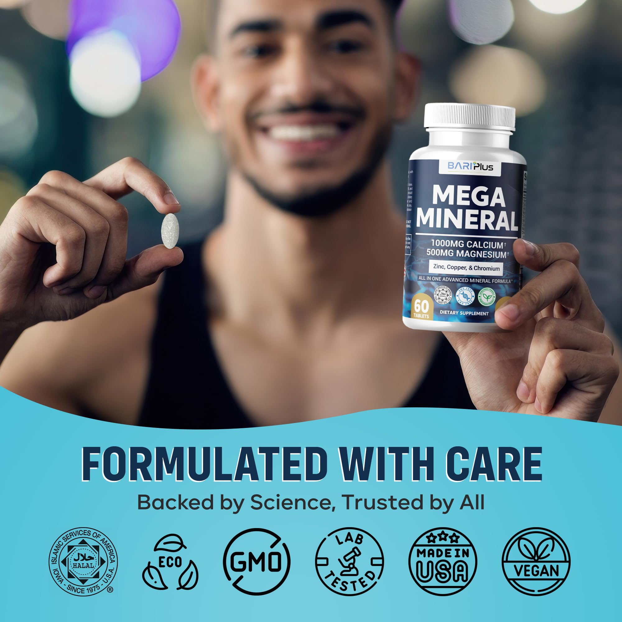 Mega Mineral – Complete Complex with Vitamin D, Calcium, Magnesium, Zinc, Potassium, Boron, Selenium, Chromium & Trace Minerals – Iron-Free – USA Made – 60 Tablets BARIPLUS buy supplements canada