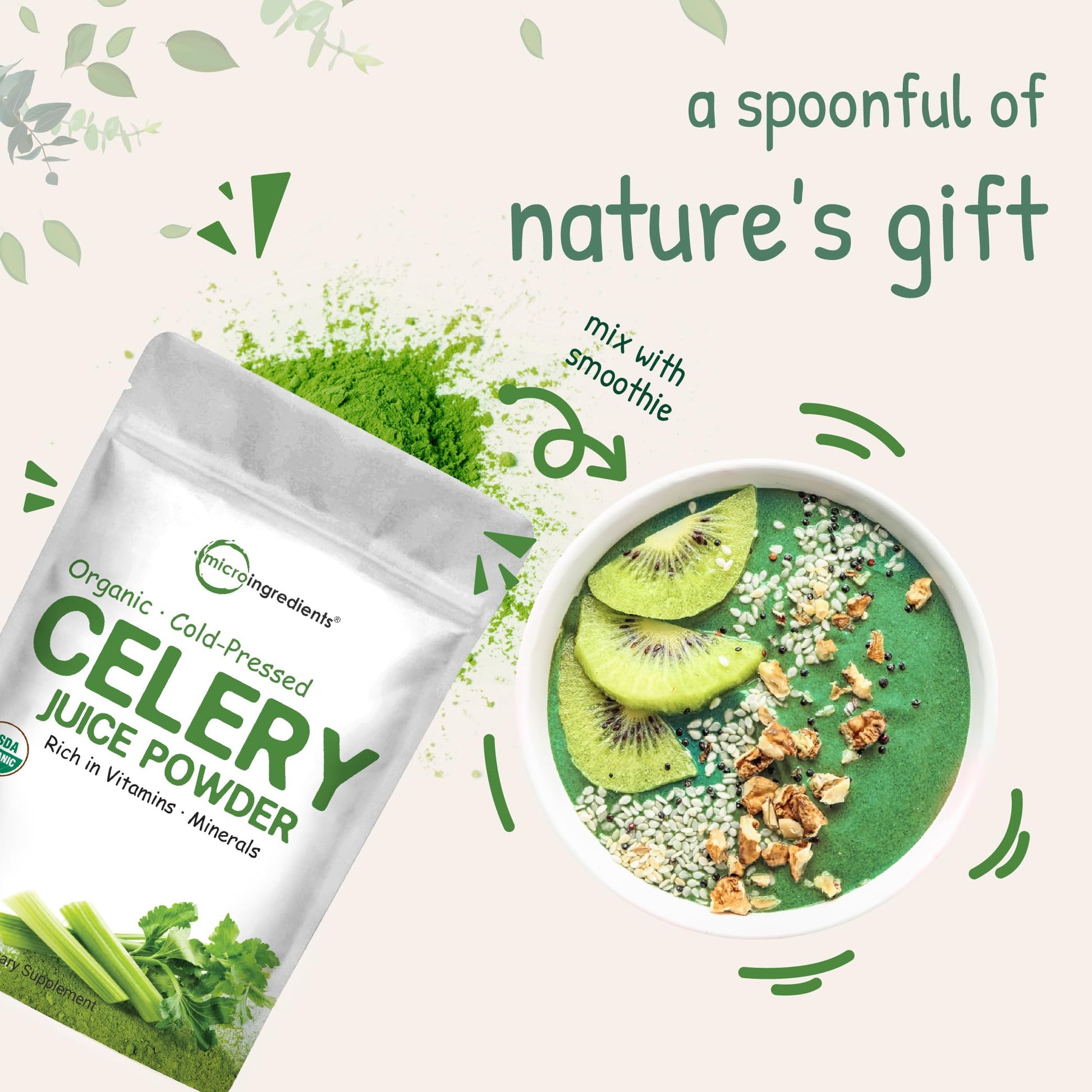 Organic Celery Juice Powder, 20 Ounce (1.25 Pound), 71 Serving, Celery Detox and Cold Micro Ingredients buy supplements canada