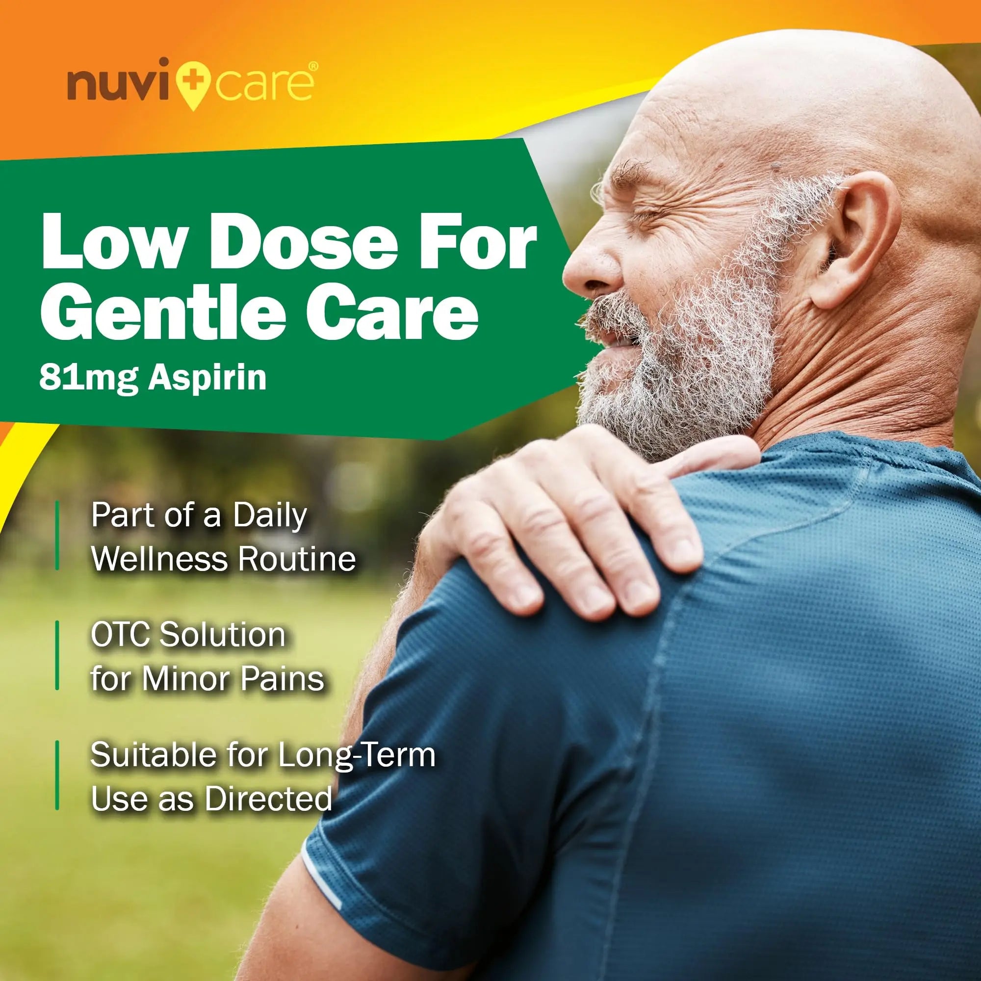 NUVICARE Low Dose Aspirin 81mg for Adults Coated Caplets - Compare to Active Ingredient in Low Dose Bayer Aspirin for Adults - Safety Coated (300 Count) NUVICARE buy supplements canada