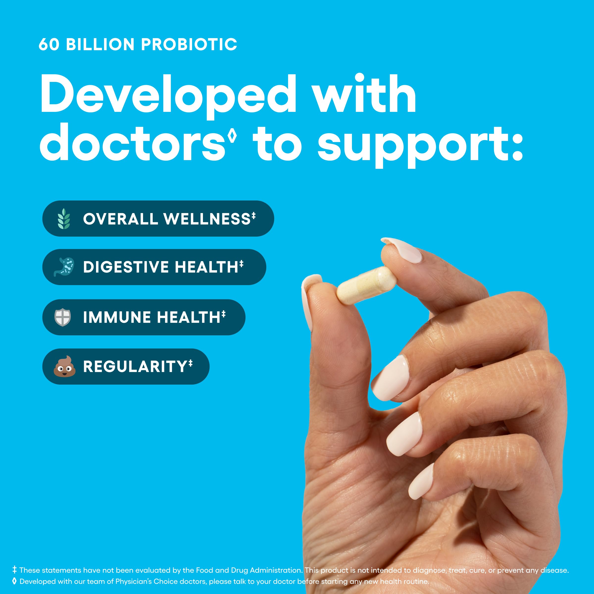 Physician's CHOICE Probiotics 60 Billion CFU - 10 Strains + Organic Prebiotics - Immune, Digestive & Gut Health - Supports Occasional Constipation, Diarrhea, Gas & Bloating - for Women & Men - 30ct Physician's CHOICE buy supplements canada