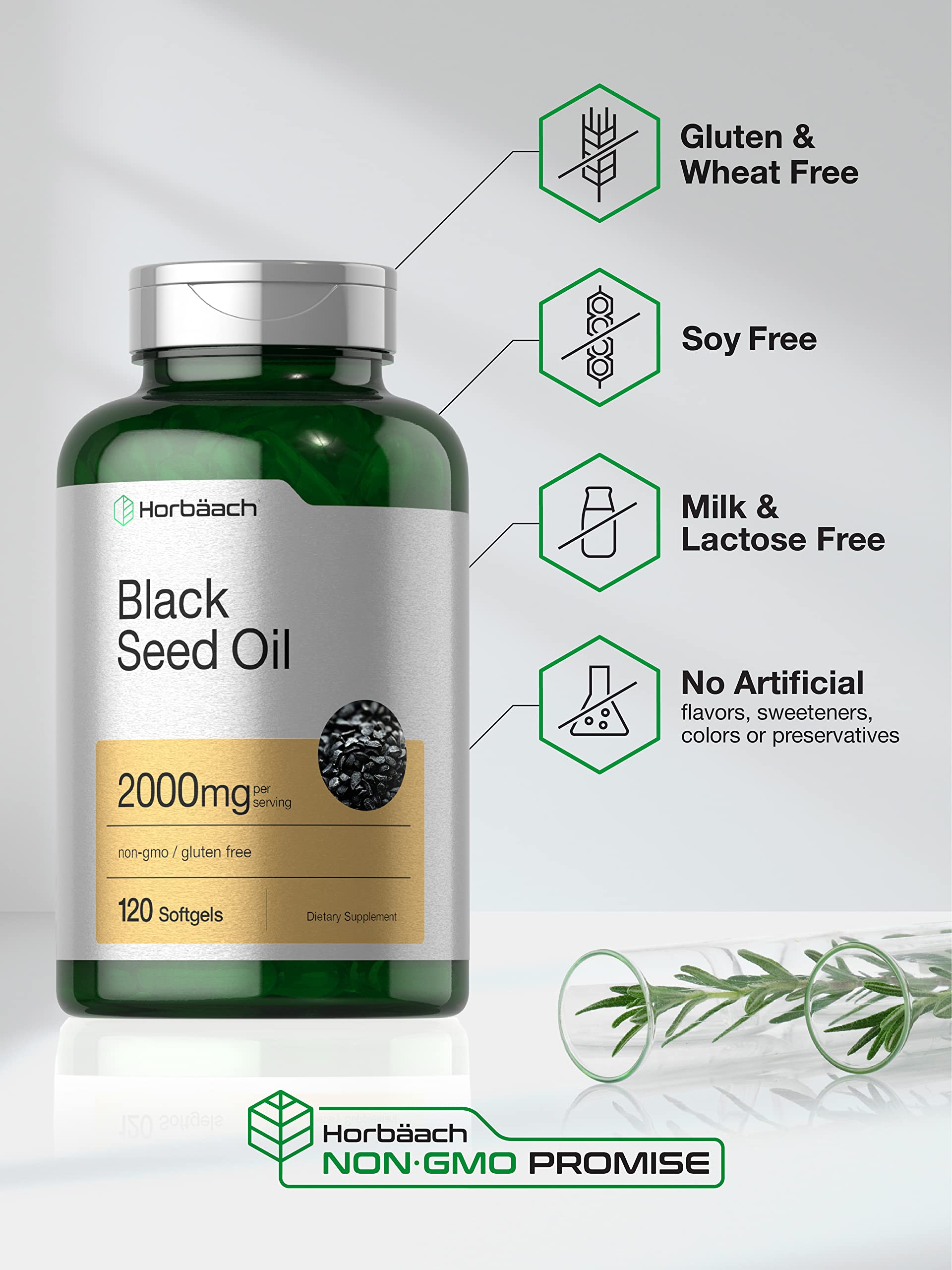 Black Seed Oil 2000mg | 120 Softgel Capsules | Cold Pressed Nigella Sativa Pills Horbäach buy supplements canada