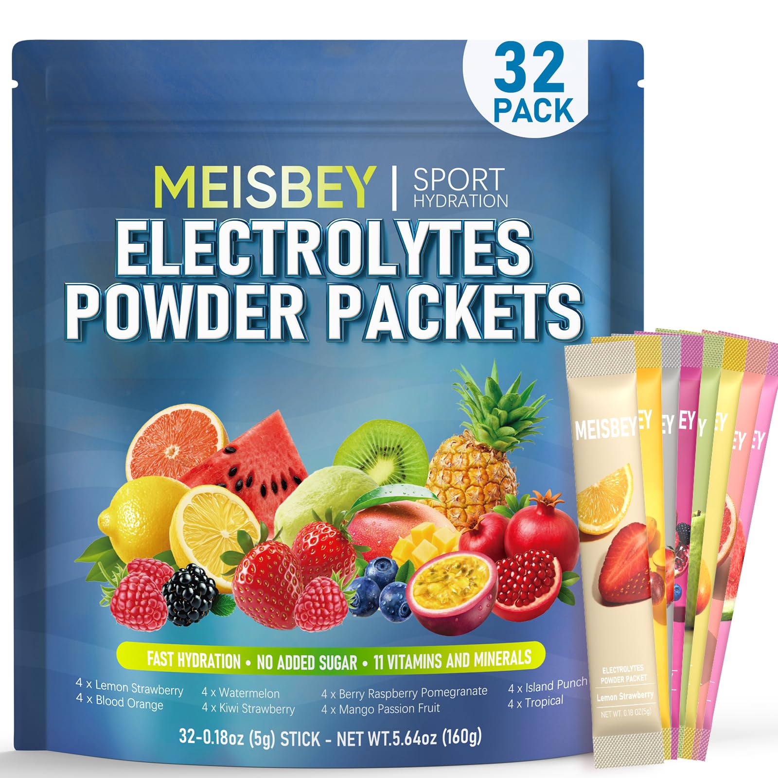 Meisbey Electrolyte Powder Packets – 32 Sticks Sugar Free Hydration Packets, Liquid Daily IV Electrolyte Hydration Powdered Drink Mix with Vitamins & Minerals, Keto Friendly, Vegan, Non-GMO Meisbey buy supplements canada