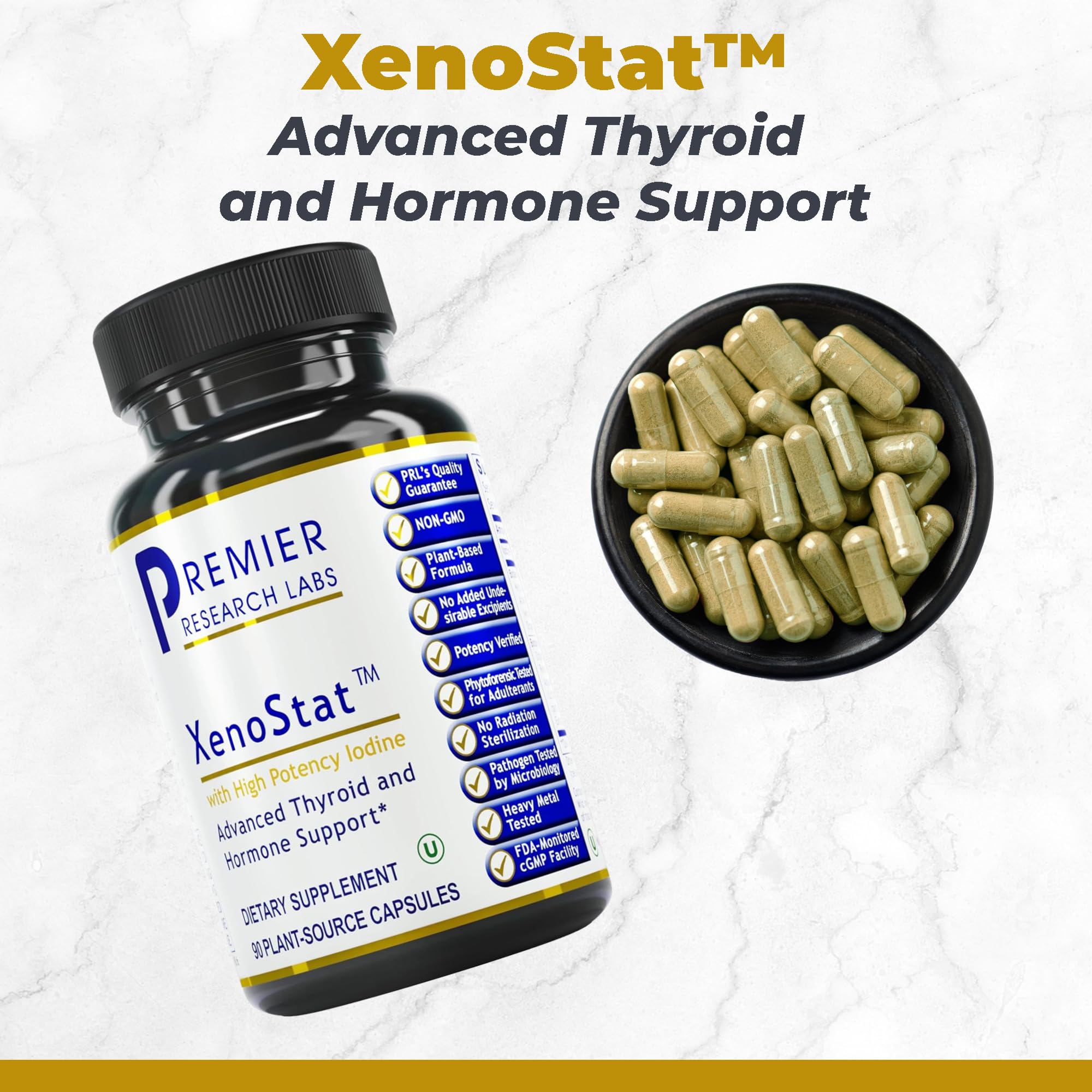 Premier Research Labs XenoStat - Thyroid Supplement, Thyroid Support for Women & Men, Iodine Supplement, Hormone Support, Thyroid Support Complex Supplement - 90 Capsules Premier Research Labs buy supplements canada