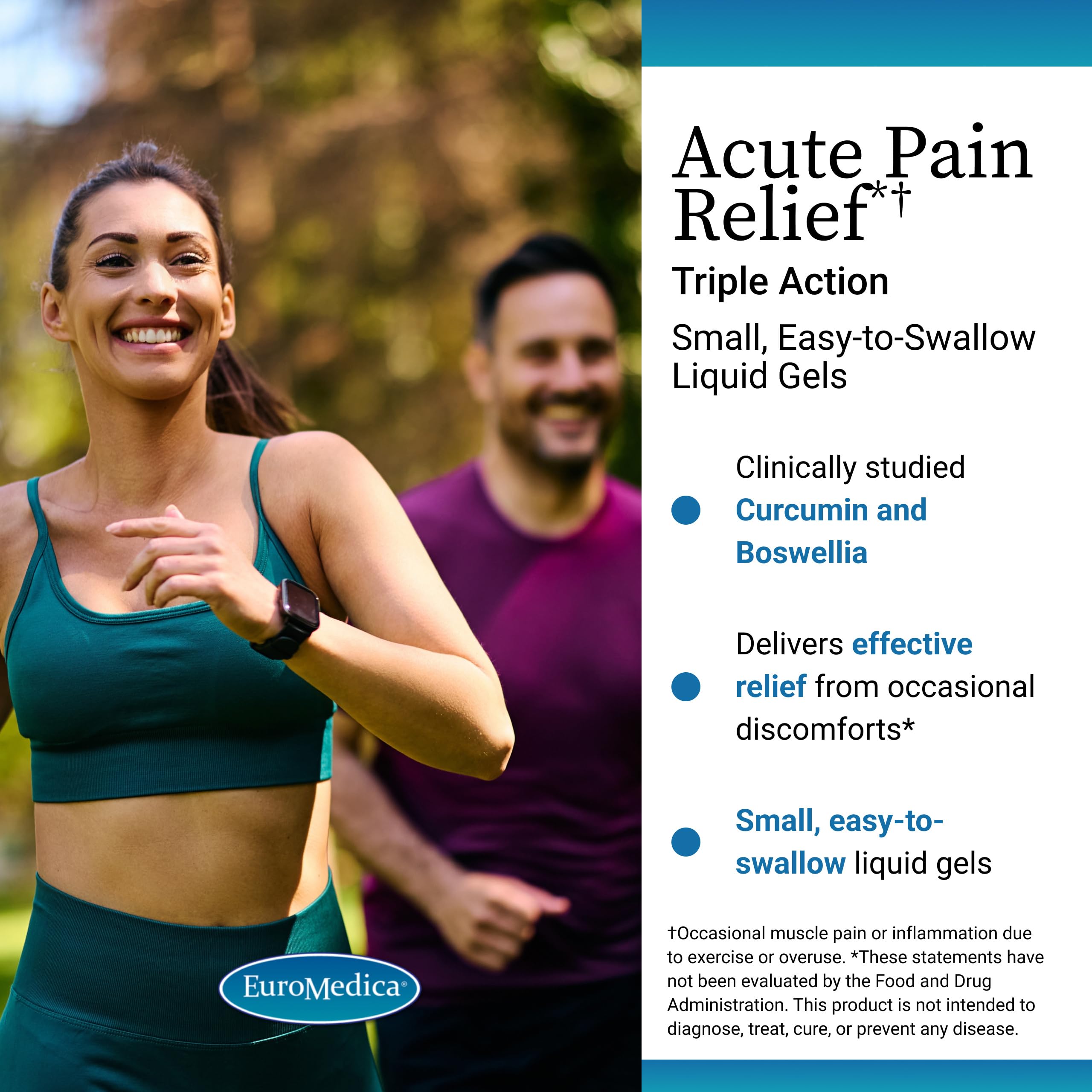 EuroMedica Acute Pain Relief - Dietary Supplement with BCM-95 Curcumin & BOS-10 Boswellia - Black Sesame Seed Oil Supplement to Support Relief of Occasional Discomfort - 60 Liquid Gels EuroMedica buy supplements canada
