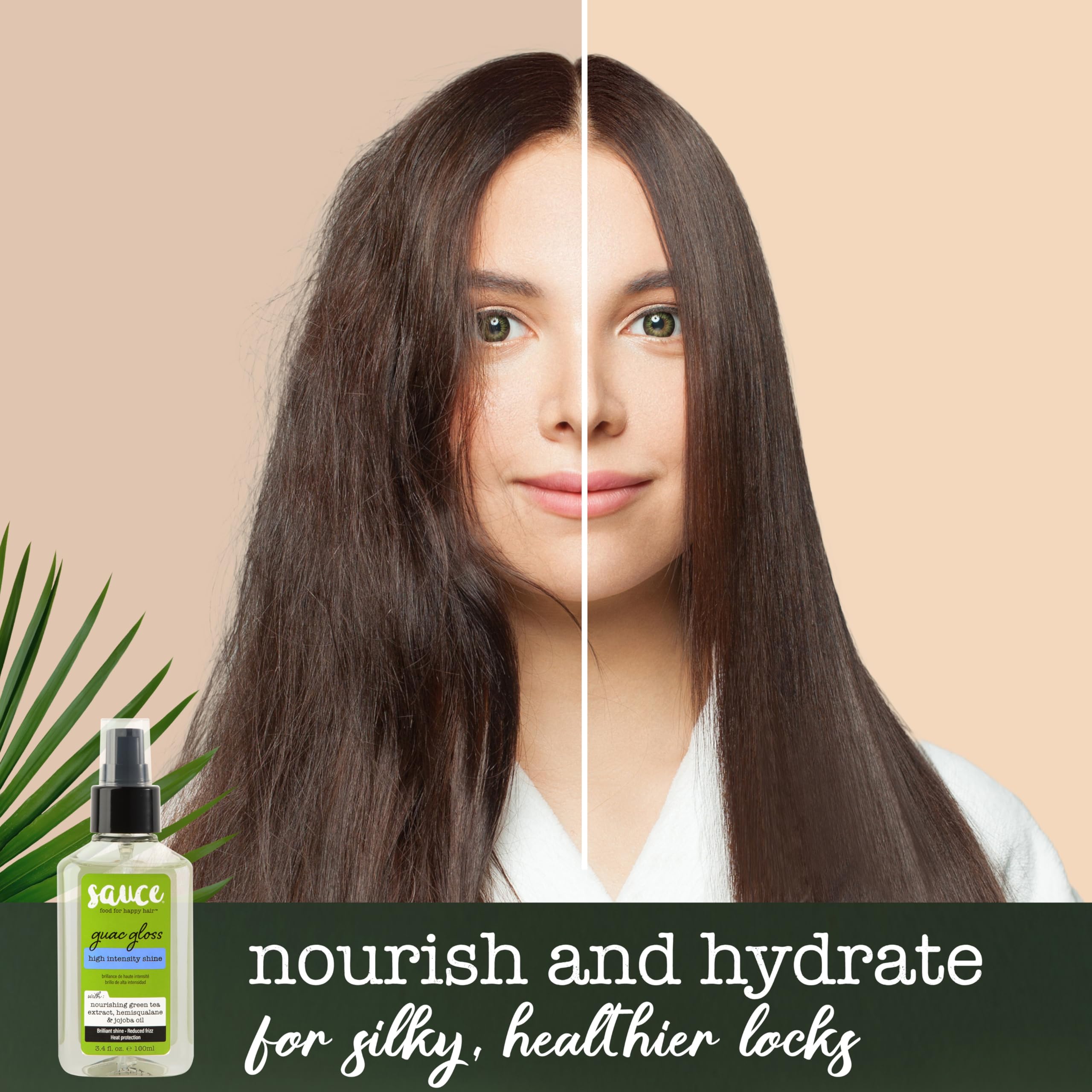 SAUCE BEAUTY Guac Hair Gloss, 3 Fl Oz High Intensity Shine, Jojoba Oil, Green Tea Extract & Squalane to Smooth, Boost Shine & Control Frizz for Sleeker, Softer, More Manageable Hair, Vegan Formula SAUCE BEAUTY buy supplements canada