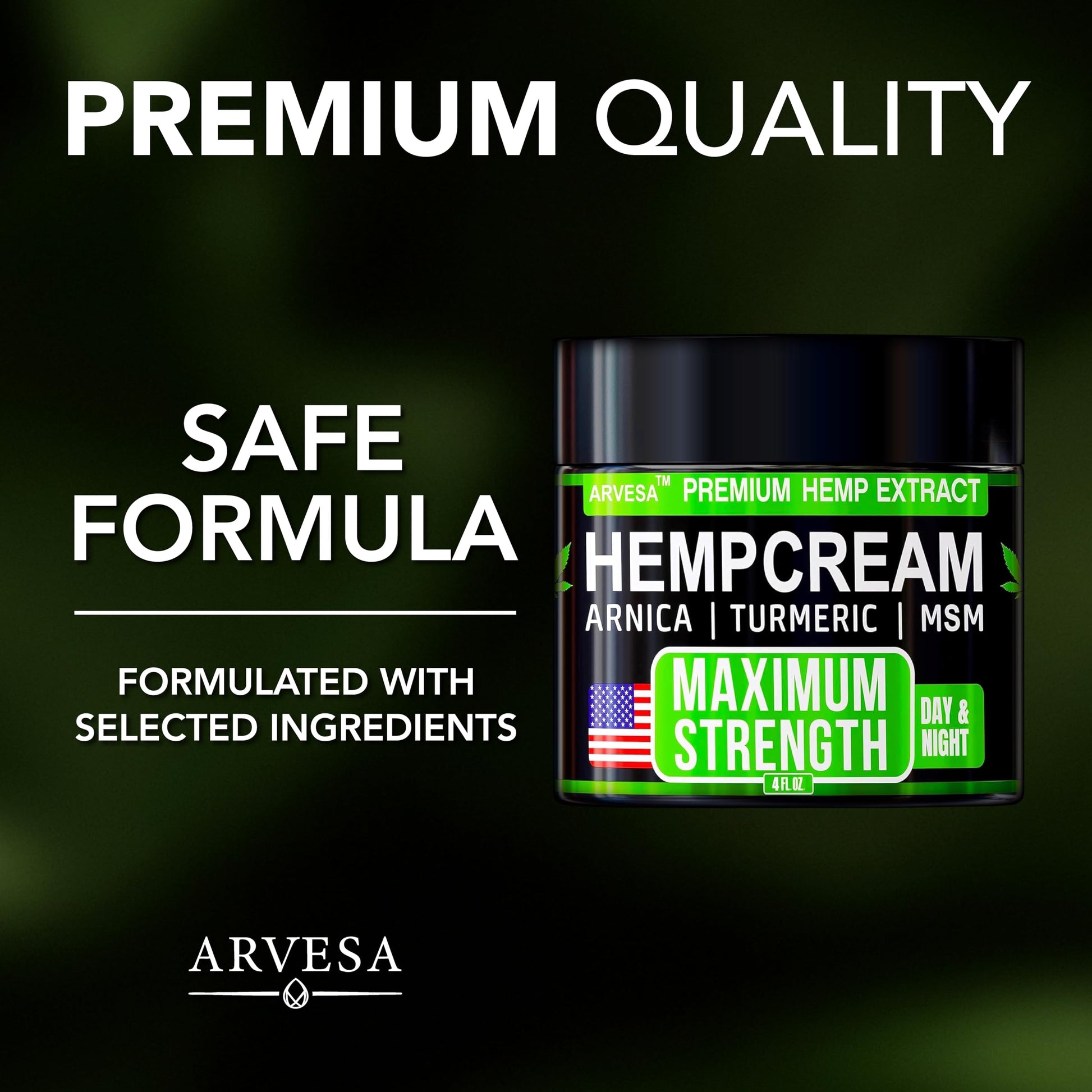 Hemp Cream Maximum Strength with Glucosamine, Arnica, Turmeric, MSM - Natural Hemp Oil Gel Rub - Fast Absorption, Non-Greasy - Advanced Formula - Formulated in USA - 4 FL OZ Arvesa buy supplements canada