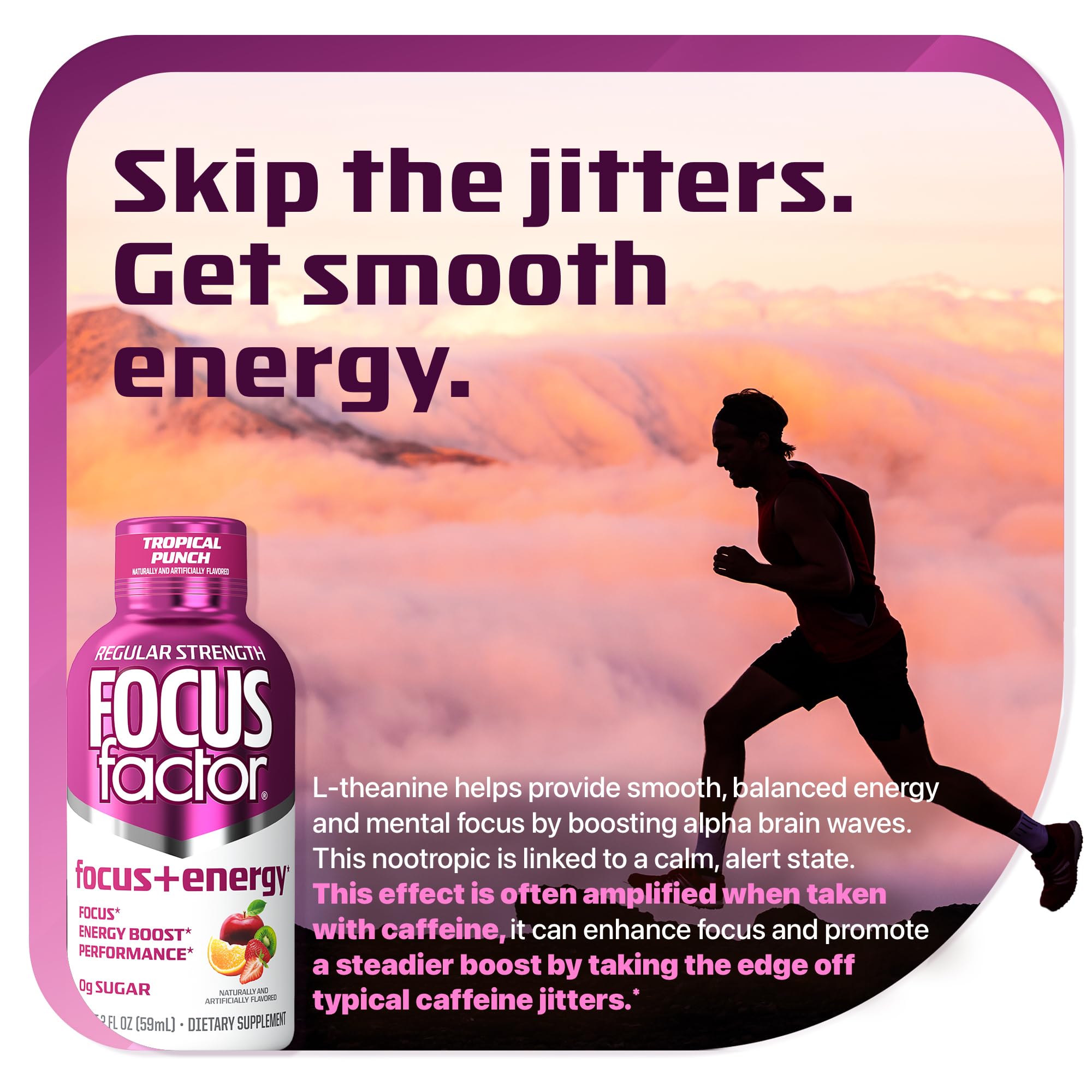 Focus Factor Focus + Energy Shots - 12 x 2oz Bottles (Tropical Punch Flavor) - Powered by Nootropics with Caffeine, L-Theanine, Ginkgo, Bacopa, L-Tyrosine, Alpha GPC Focus Factor buy supplements canada