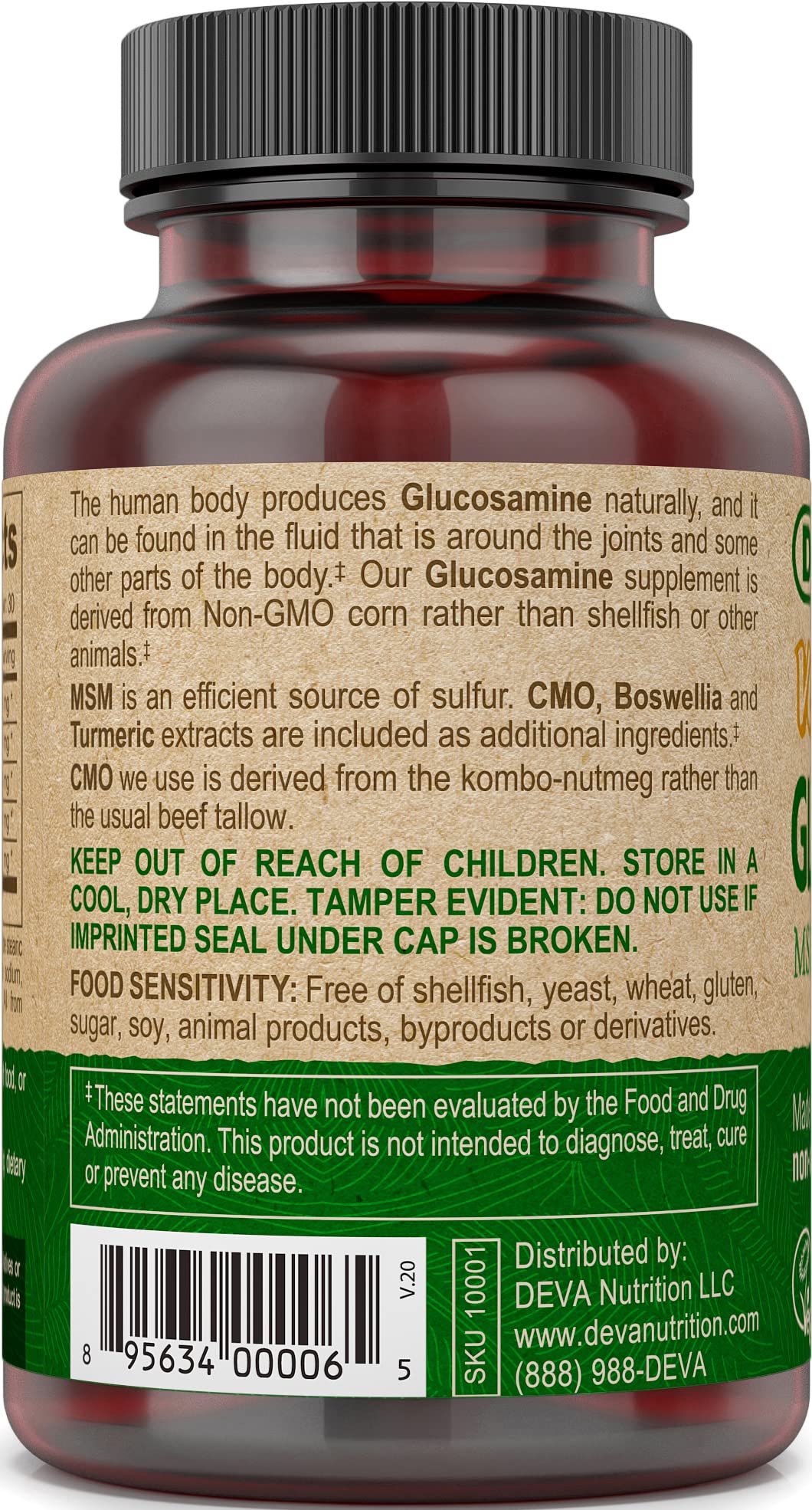 Deva Vegan Glucosamine-MSM-CMO & Turmeric Supplement - Gluten Free Plant Based Nutritional Supplement - 90 Tablets, 1-Pack DEVA buy supplements canada