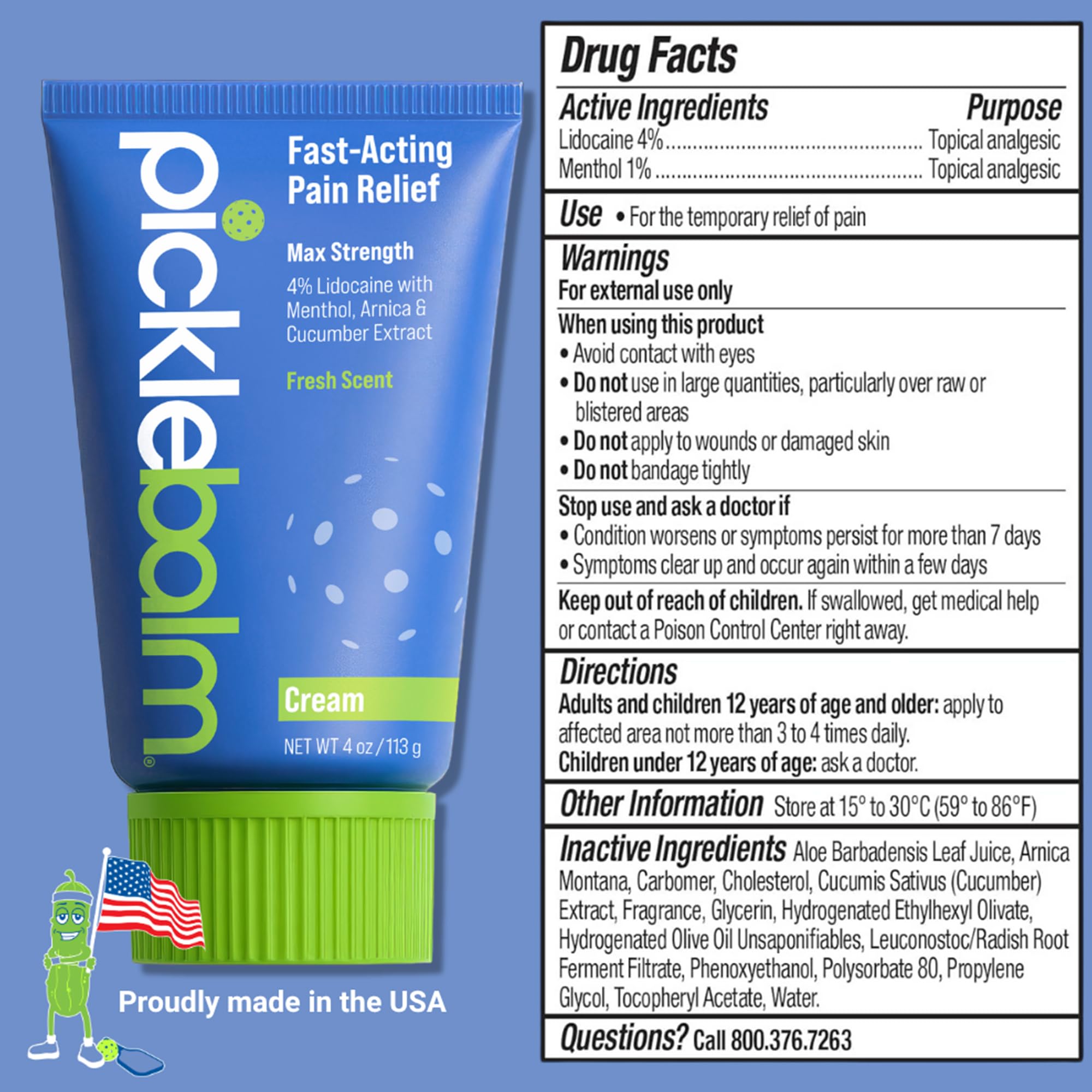 PickleBalm Pickleball Post-Game Muscle Pain Relief Cream with 4% Lidocaine, Arnica, Menthol, Cucumber Seed Extract for Shoulders, Knees, Wrists, and More, 4oz Cream PickleBalm buy supplements canada