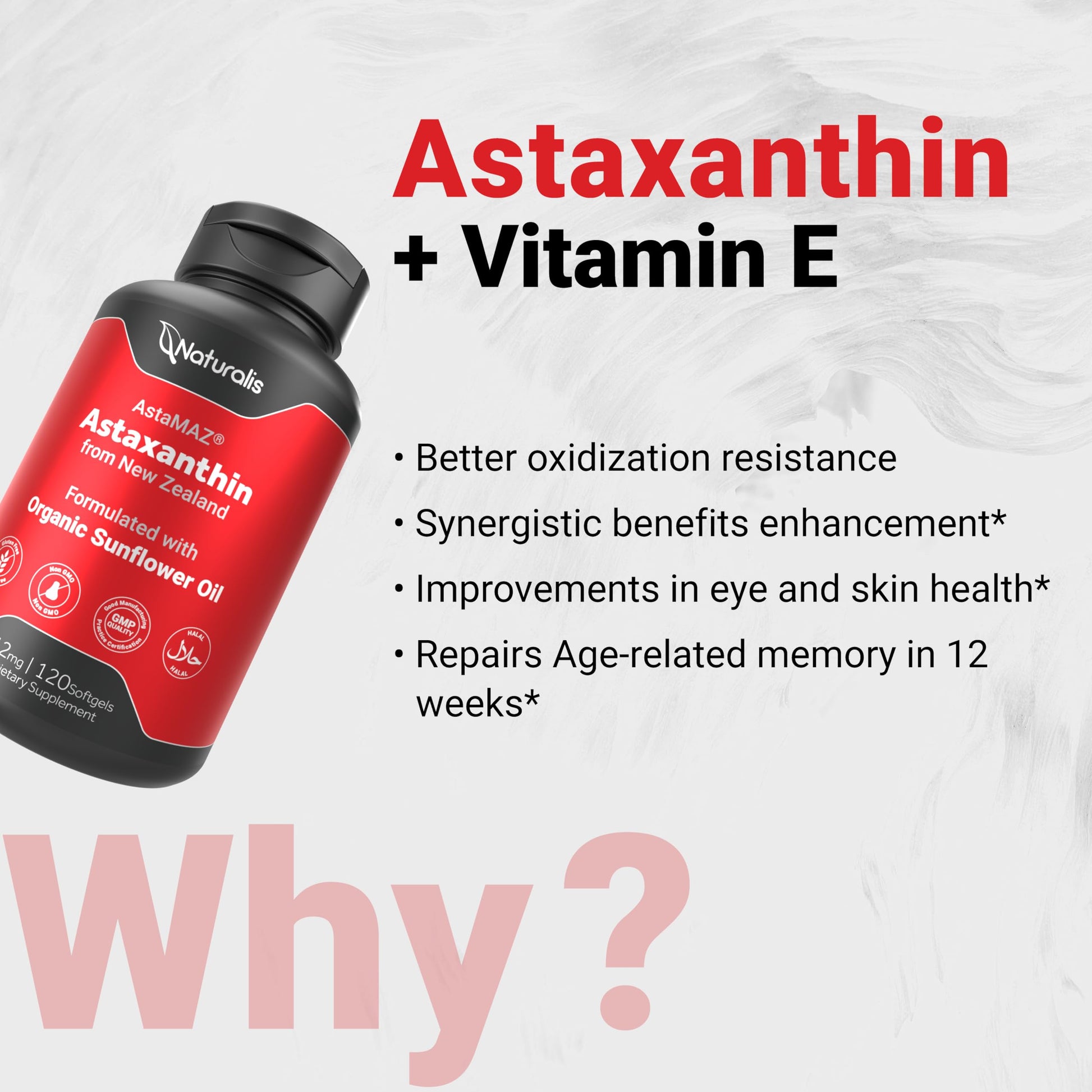 Naturalis New Zealand Astaxanthin (12mg) | Enhanced with Natural Vitamin E | Non-GMO, Soy & Gluten Free | 120 Softgels (4 Month Supply) Naturalis buy supplements canada