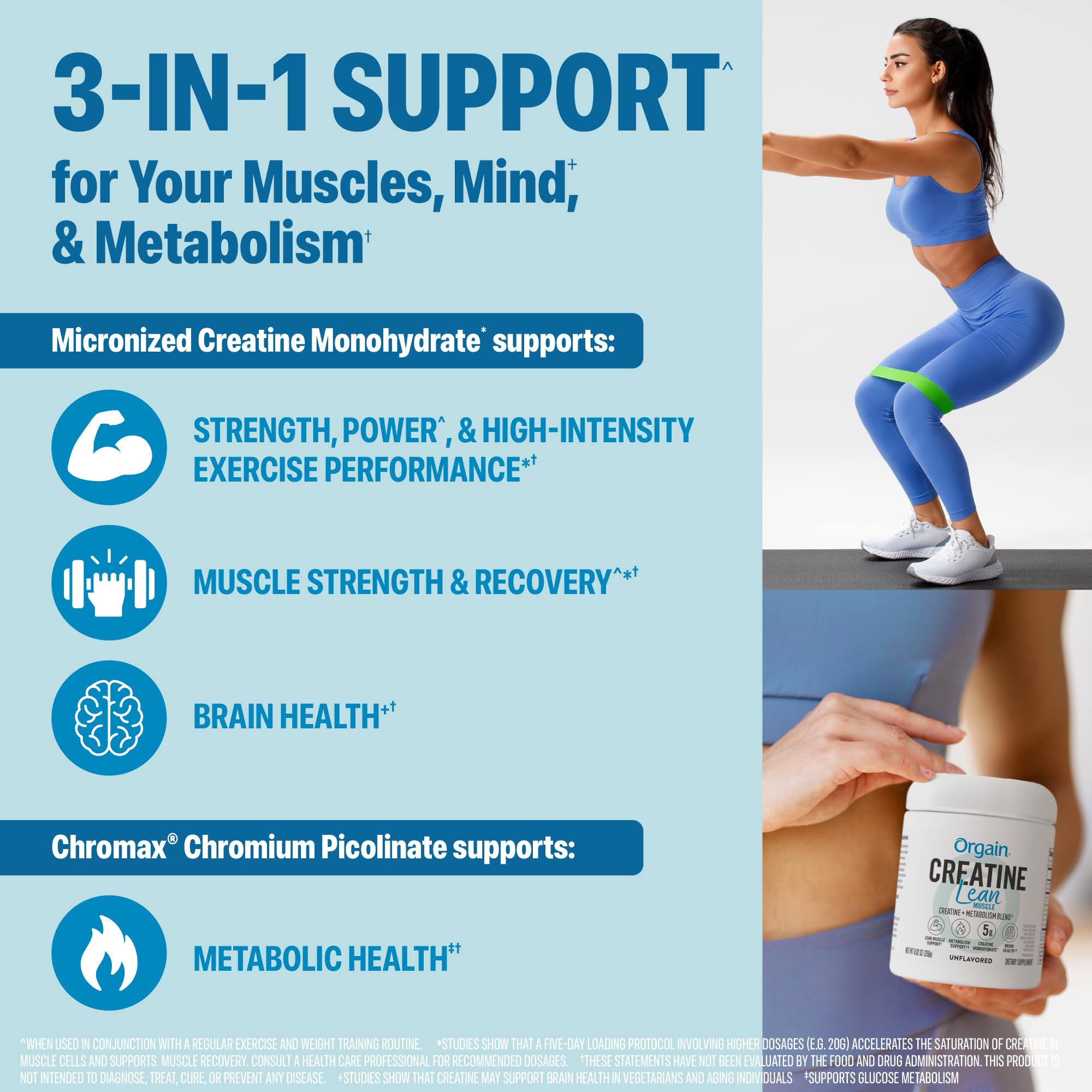 Orgain Micronized Creatine Monohydrate Lean Muscle Powder with Metabolism Blend, Unflavored, 50 Servings, Supports Muscle Strength and Brain Health, No Dairy or Soy, Gluten Free, Vegan Orgain buy supplements canada