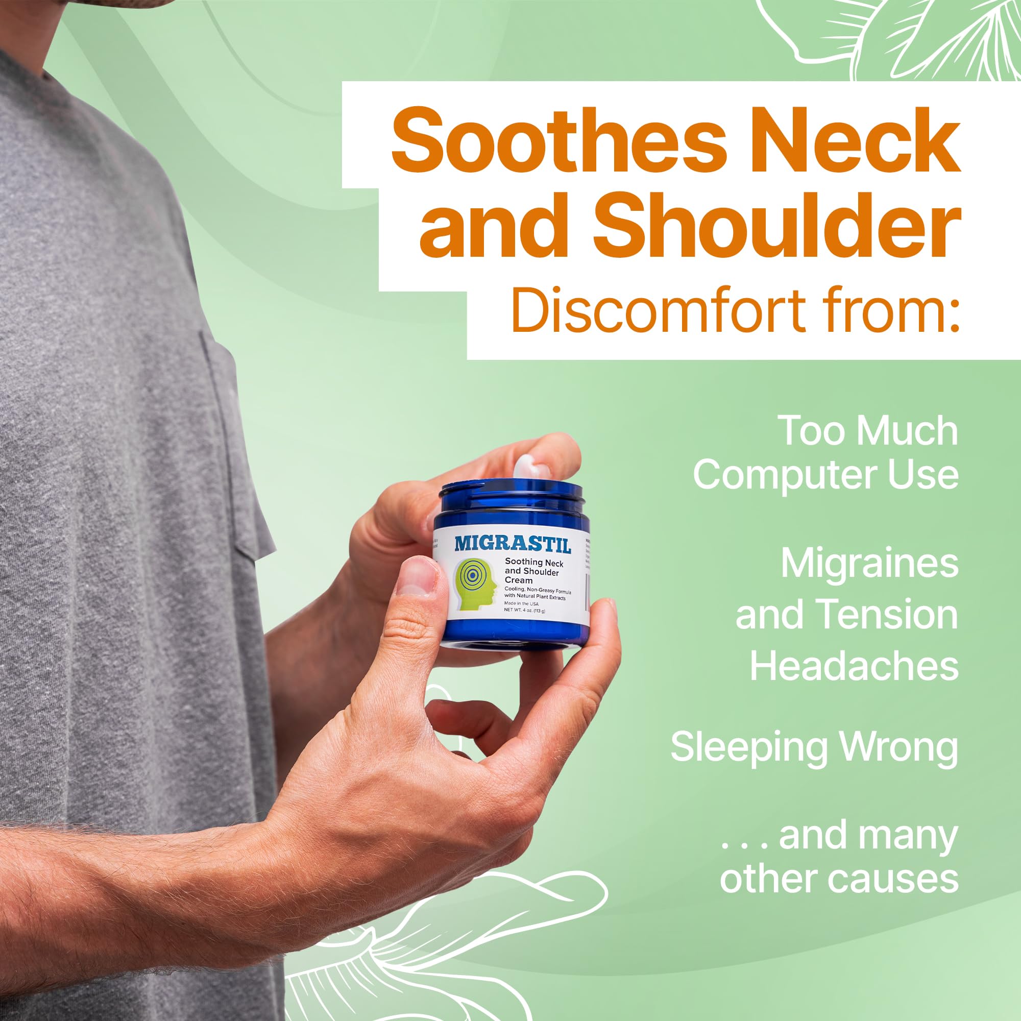 Basic Vigor Migrastil Neck & Shoulder Cream. Cooling Comfort for Migraines, Tech Neck & Tension. (4 oz.) Made in The USA. Basic Vigor buy supplements canada