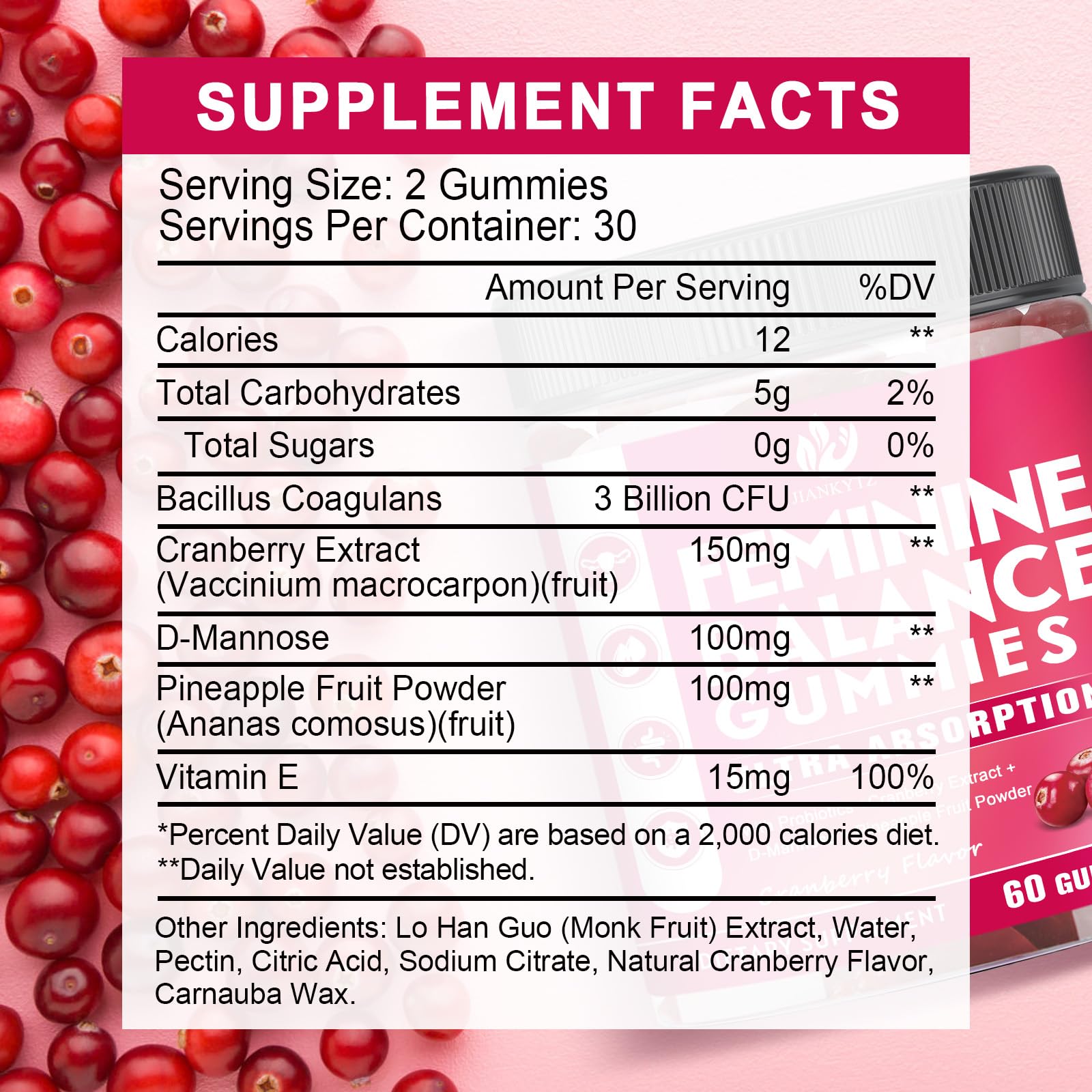 JIANKYTZ (2 Pack) Sugar Free Premium Feminine Balance Gummies for Women - Vaginal Health, Antioxidant, Digestive Health, PH Balance Support, Vaginal Probiotics for Women Gummies, Max Absorption JIANKYTZ buy supplements canada