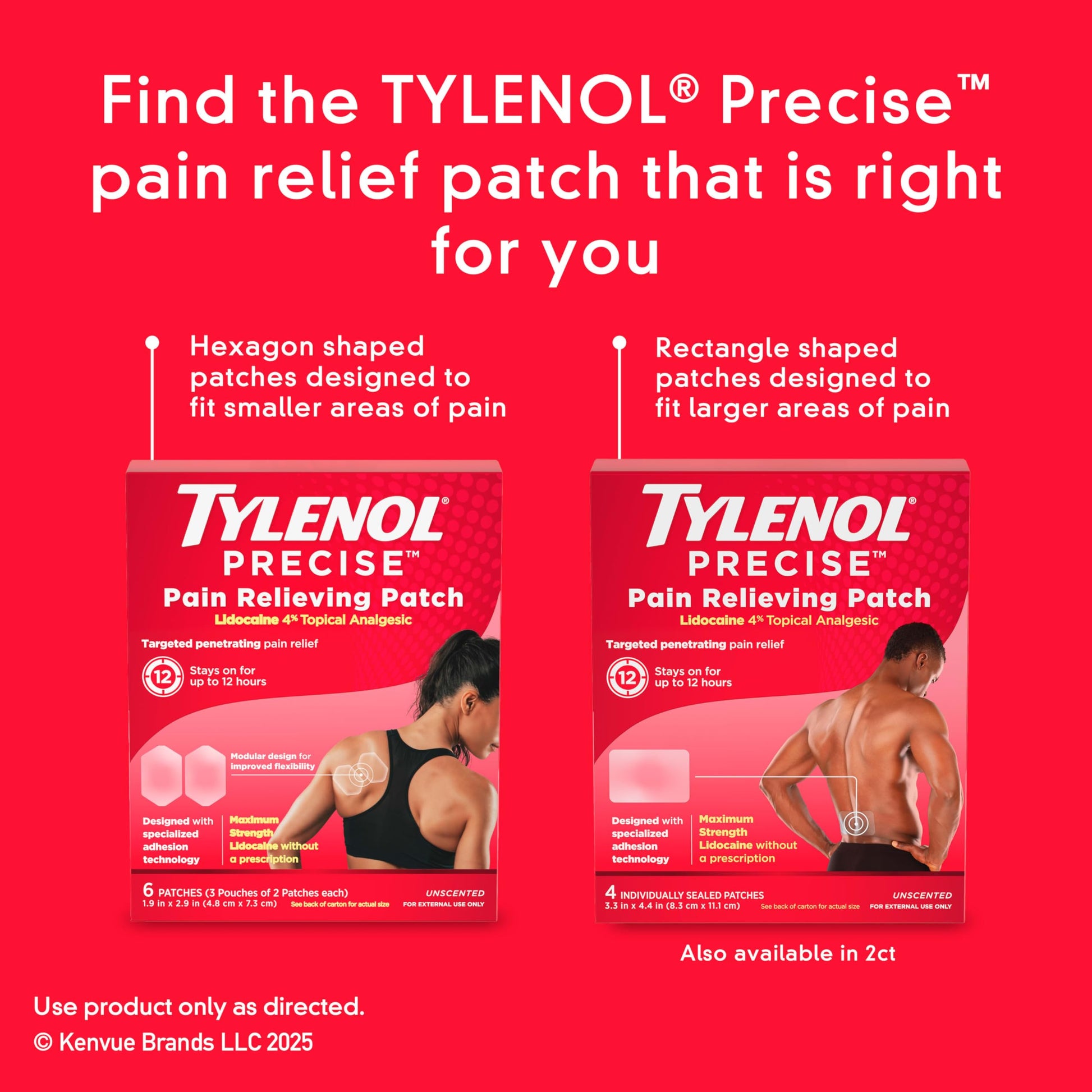 Tylenol Precise Pain Relieving Patches, Large Topical Analgesic Patches + Maximum OTC Strength Lidocaine Penetrates, Targeted Relief Ideal for Shoulder, Back & Knee Pain, Unscented, 4 ct Tylenol buy supplements canada