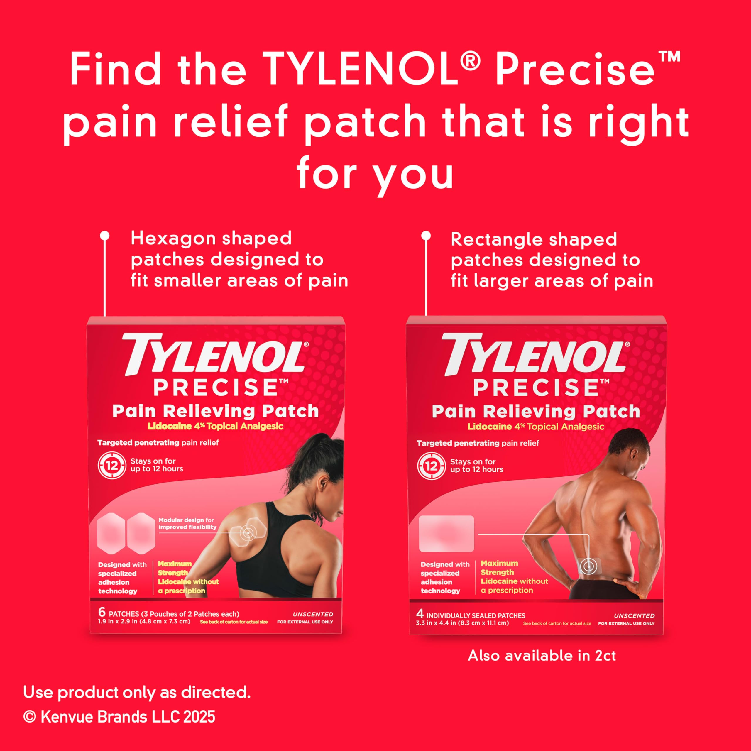 Tylenol Precise Pain Relieving Patches, Large Topical Analgesic Patches + Maximum OTC Strength Lidocaine Penetrates, Targeted Relief Ideal for Shoulder, Back & Knee Pain, Unscented, 4 ct Tylenol buy supplements canada