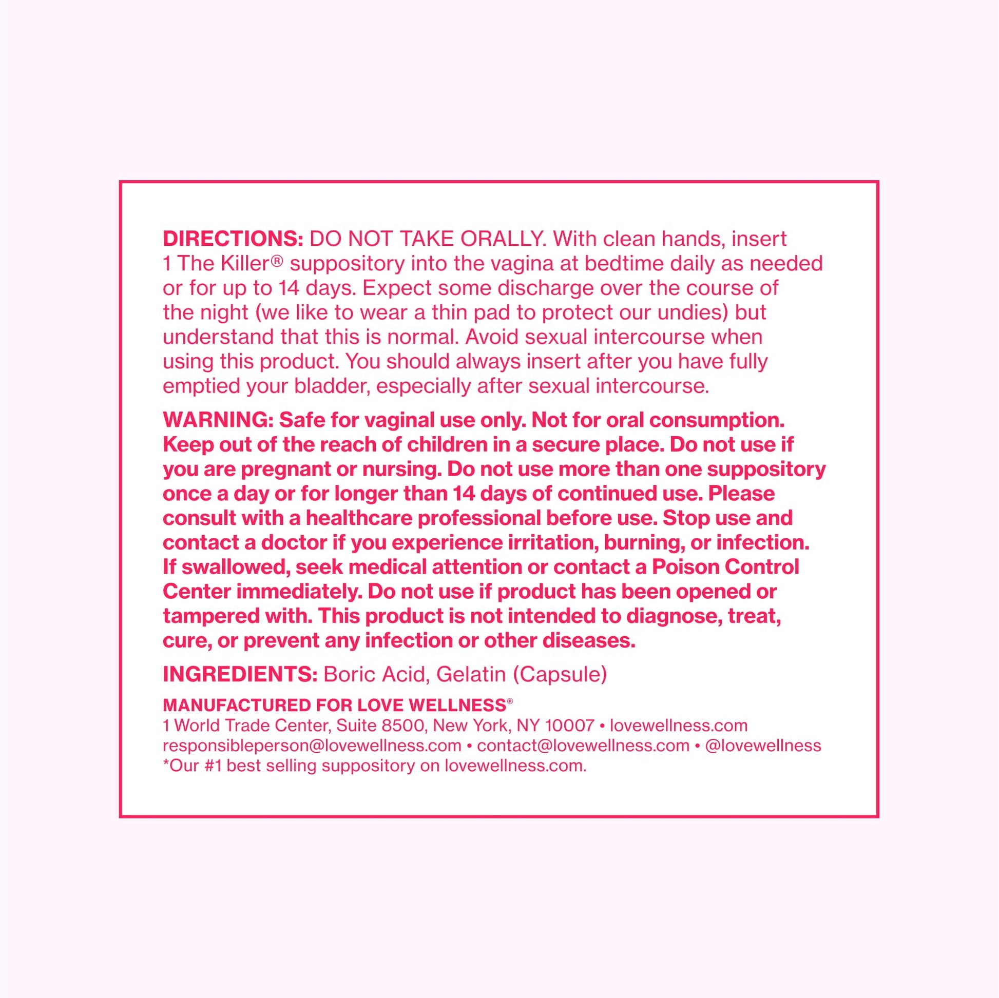Love Wellness The Killer & Flora Power | Vaginal Suppository Duo with Boric Acid, Probiotics & Vitamin C | Supports pH Balance, Odor Control & Feminine Health | Fragrance-Free, Non-GMO & Paraben Free Love Wellness buy supplements canada
