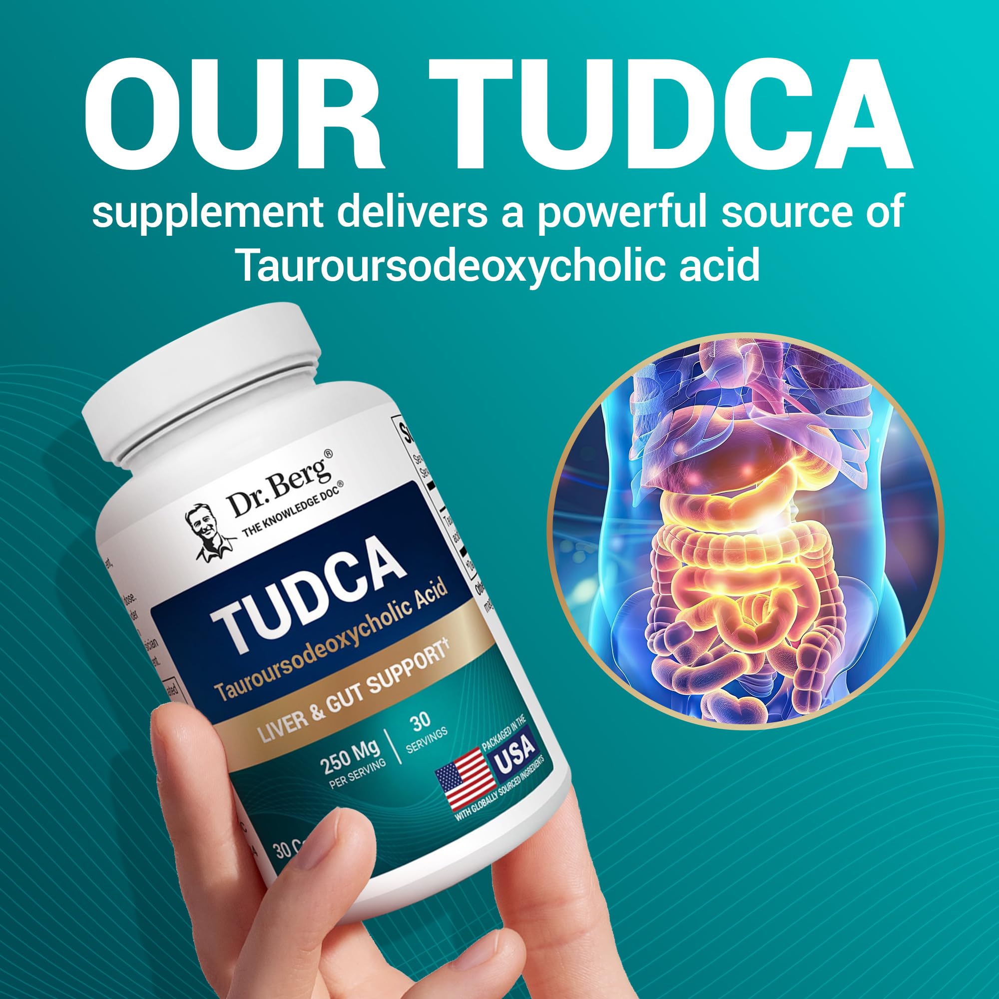 Dr. Berg TUDCA Supplement (Tauroursodeoxycholic Acid) - Powerful Formula for Liver Health, Bile Flow, Gallbladder Support