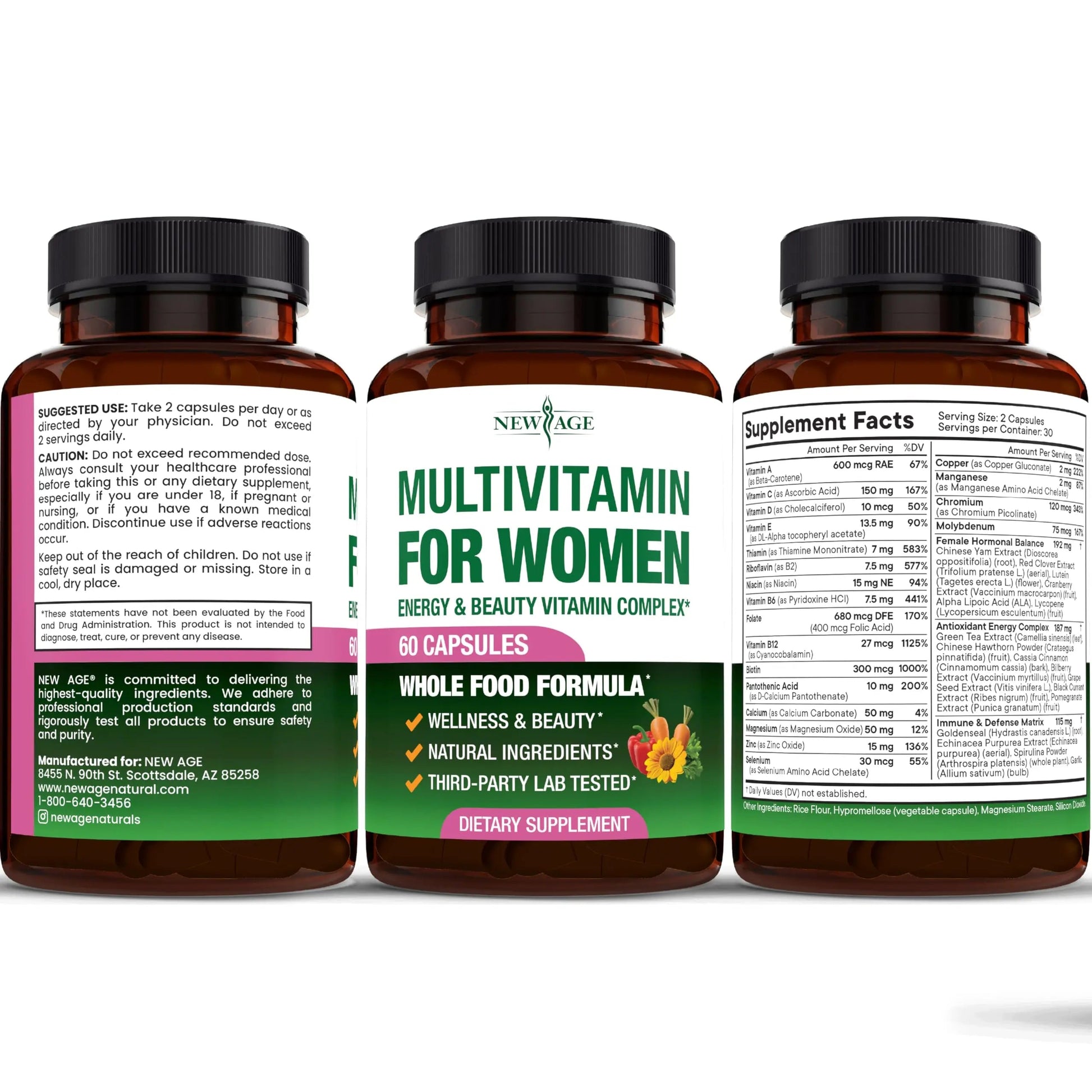 NEW AGE Multivitamin for Women - B-Complex, Whole Foods, Hair Support, Iron - All in1 Womens Multivitamin NEW AGE buy supplements canada