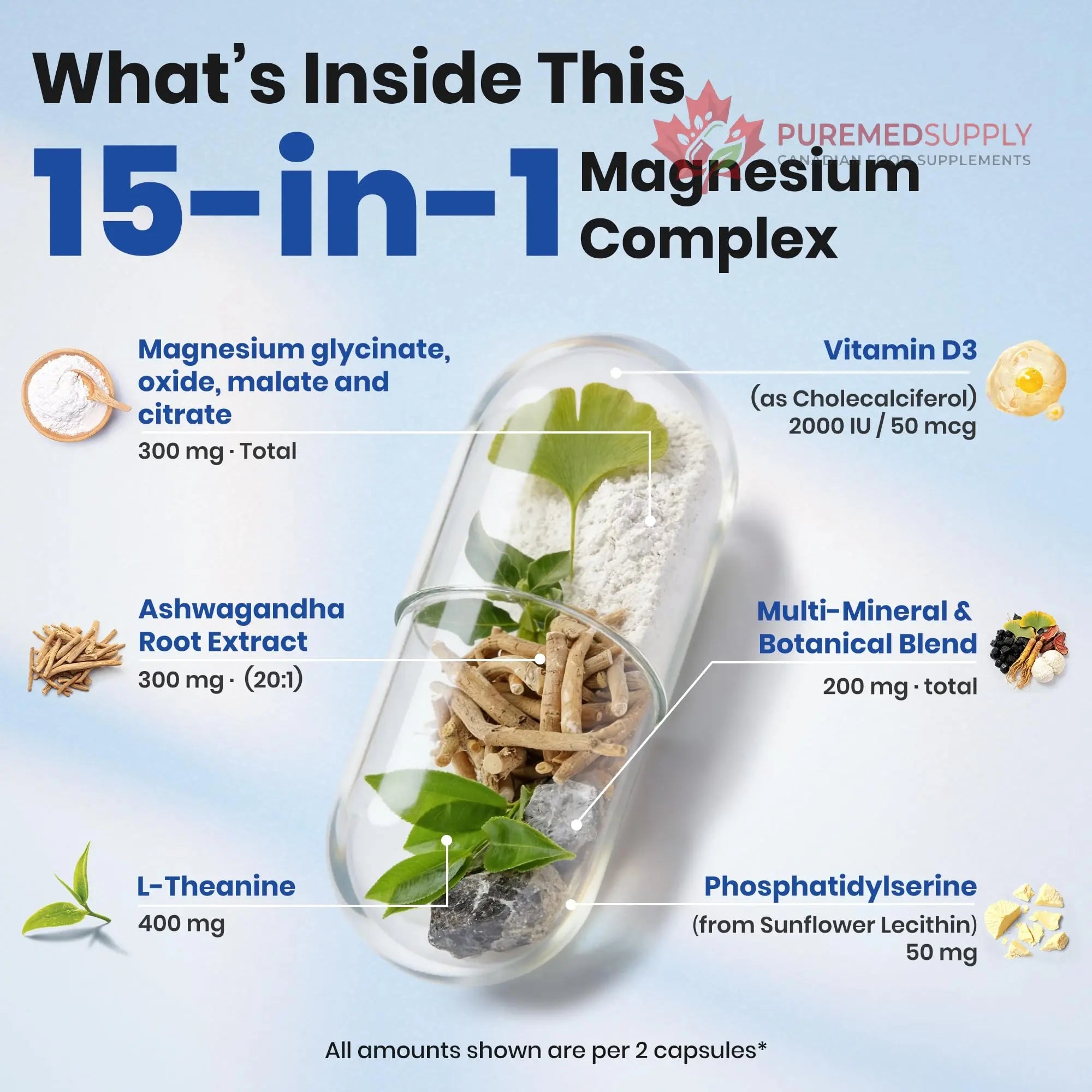 VEV DeepCalm Magnesium Complex for Women – 15-in-1 Glycinate & Citrate Capsules with Ashwagandha & L-Theanine – 120 Vegan Capsules VEV buy supplements canada