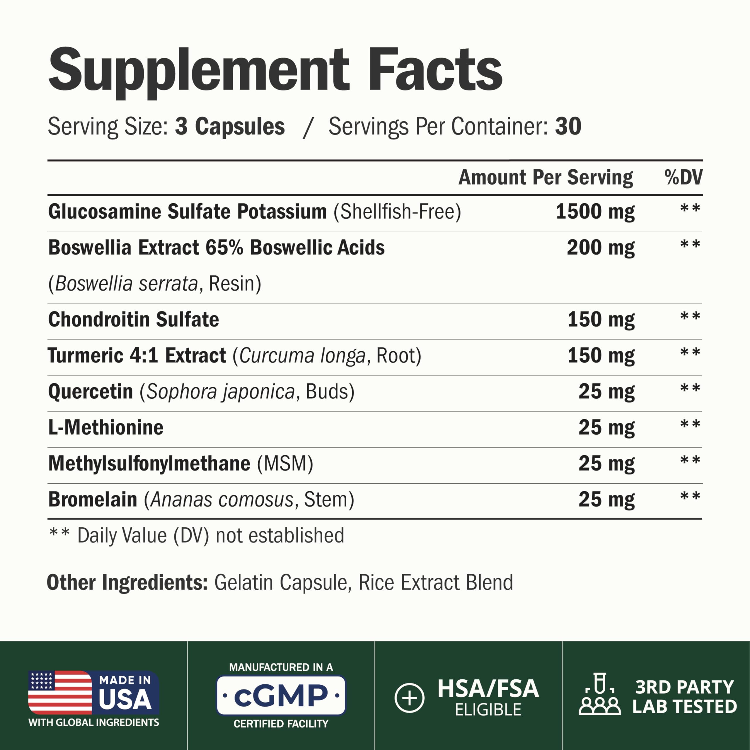 Glucosamine Chondroitin MSM – Joint Support Supplement for Women and Men with Glucosamine Sulfate 1500 mg, Chondroitin and MSM Vimerson Health buy supplements canada