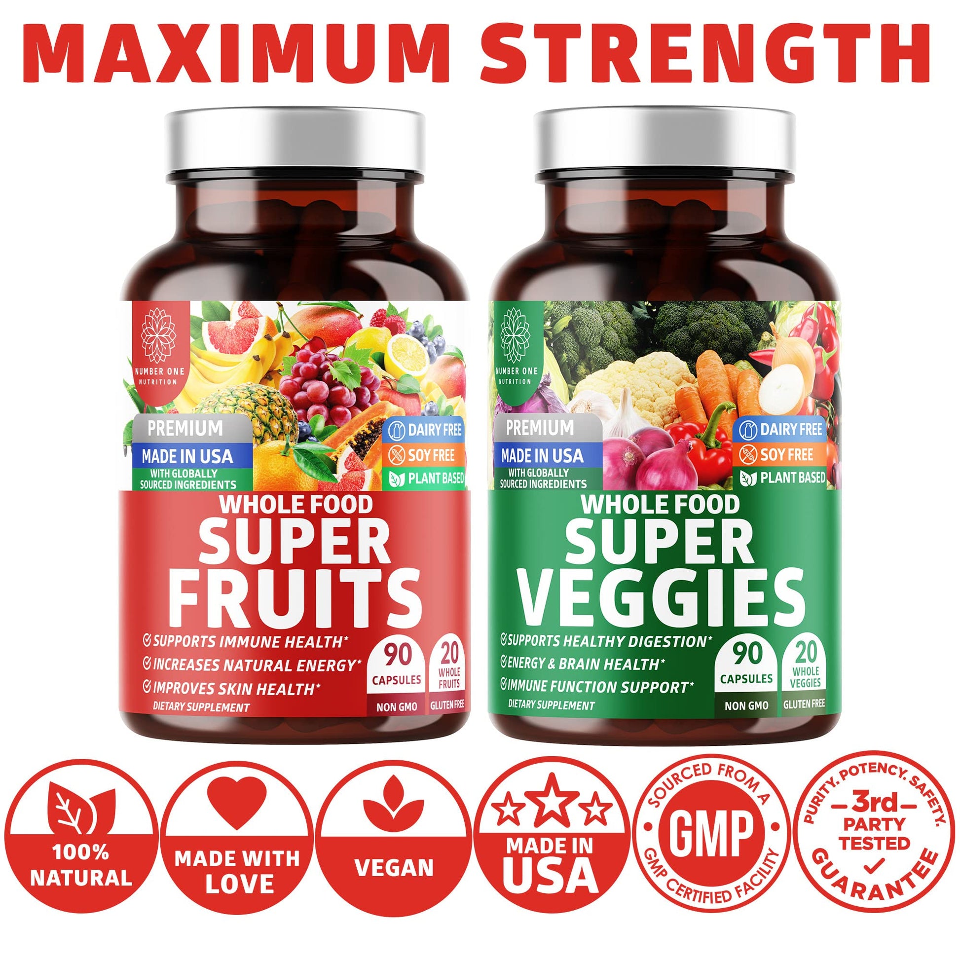 4-Pack N1N Premium Super Fruits & Veggies Supplement, 360 Caps, Whole Food & Natural Superfood for Women, Men & Kids - Packed with Aloe Vera, Vitamins & Minerals, Better Than Multivitamins,100% Vegan Number One Nutrition buy supplements canada