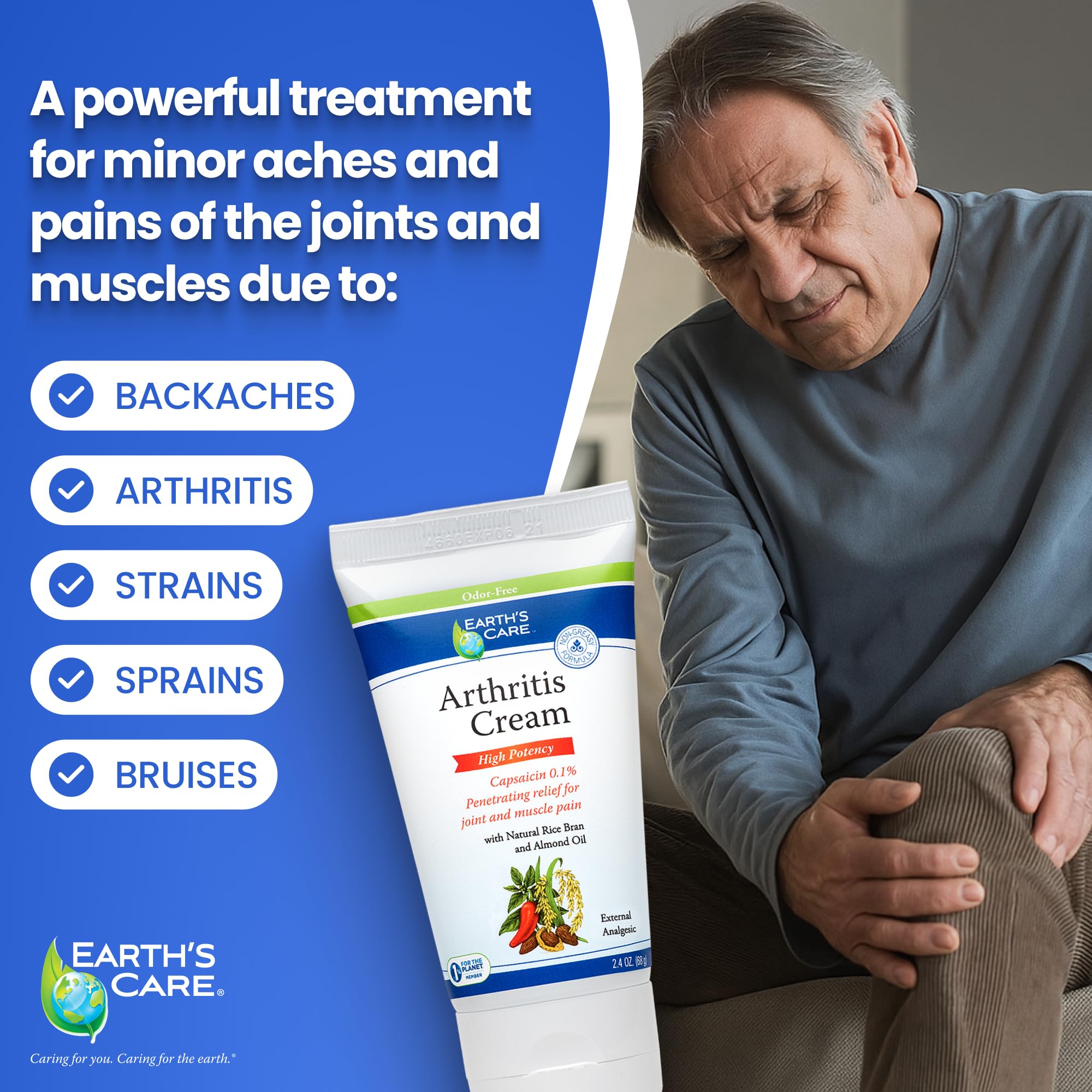 Earth's Care Arthritis Cream - Joint Cream with Natural Capsaicin - Topical Analgesic 2.4 OZ (Pack of 2) Earth's Care buy supplements canada