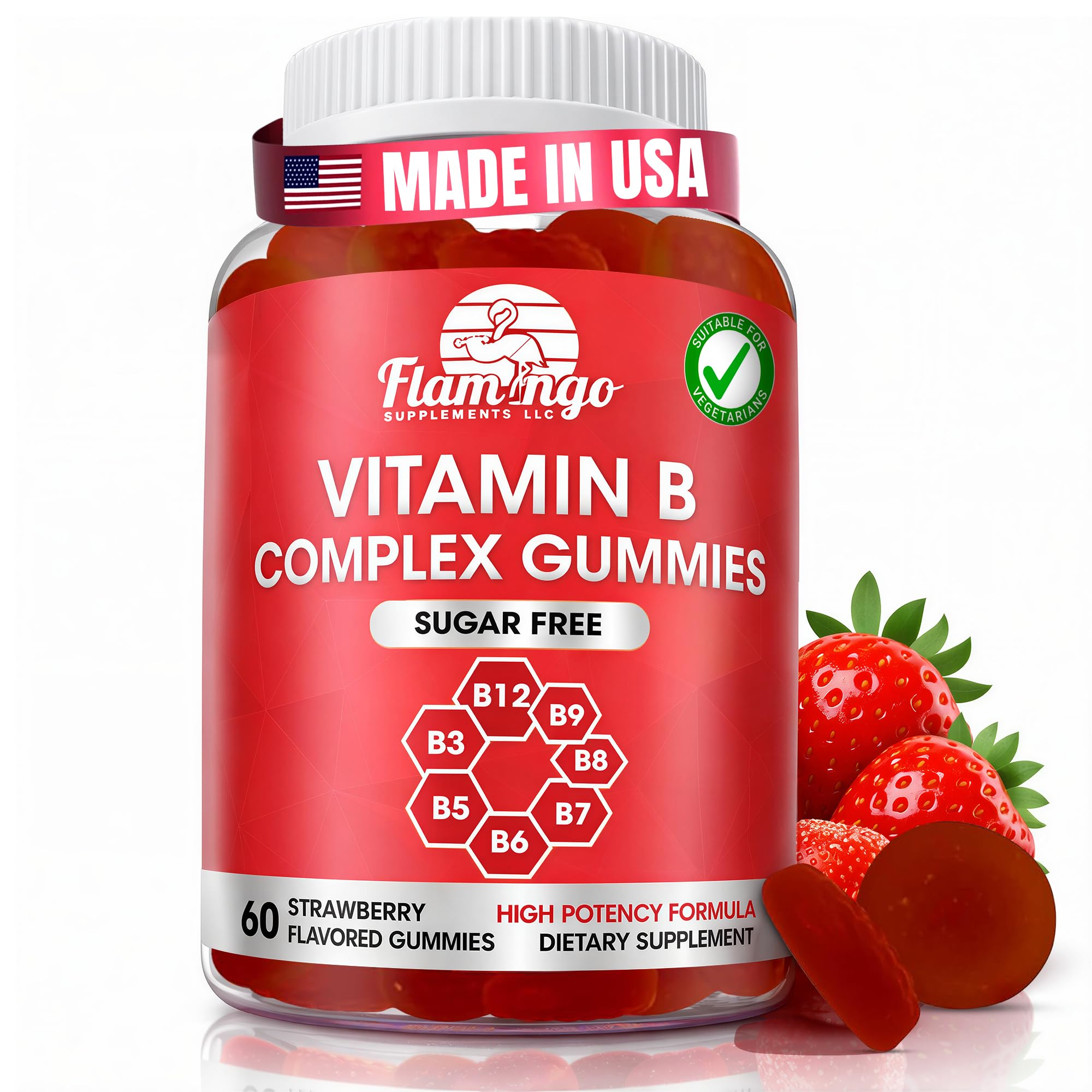 Sugar Free Vitamin B Complex Gummies - Vitamin B12, B7, B6, B3 (Niacin), B5, B8, B9 (Folate)- Third Party Tested- Prenatal, Vegan Diet, Older Adults Flamingo Supplements buy supplements canada