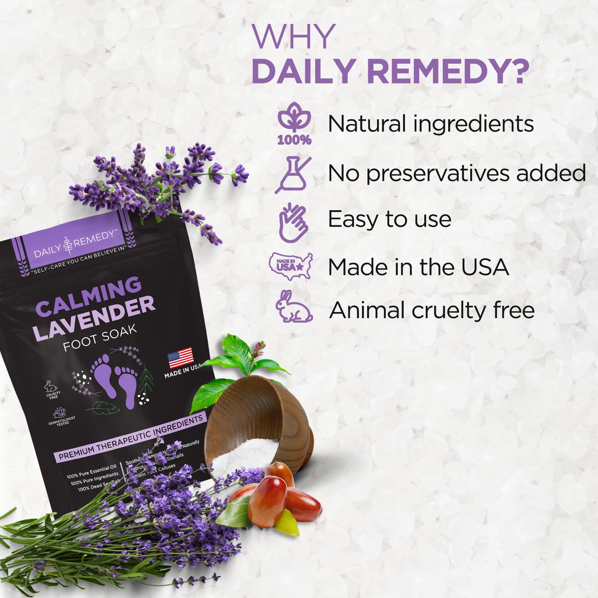 Calming Lavender Foot Soak with Epsom Salt, Made in USA, Foot Soak Soothes Sore Tired DAILY REMEDY buy supplements canada