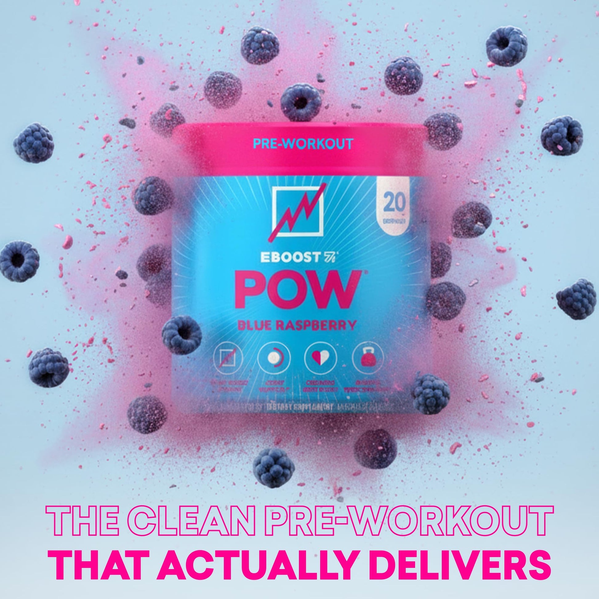 EBOOST POW Natural Pre Workout Powder – 20 Servings - Blue Raspberry - A PreWorkout Supplement for Performance, Joint Mobility Support, Energy - Men and Women EBOOST buy supplements canada