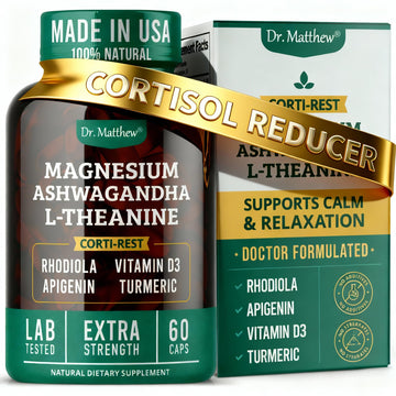 Cortisol Reducer & Adrenal Support Supplement–Natural Stress Relief with Ashwagandha KSM-66, Magnesium Glycinate & Citrate, L-Theanine, Rhodiola, Apigenin, Turmeric & Vitamin D3–Calm Mood & Relaxation Dr. Matthew buy supplements canada