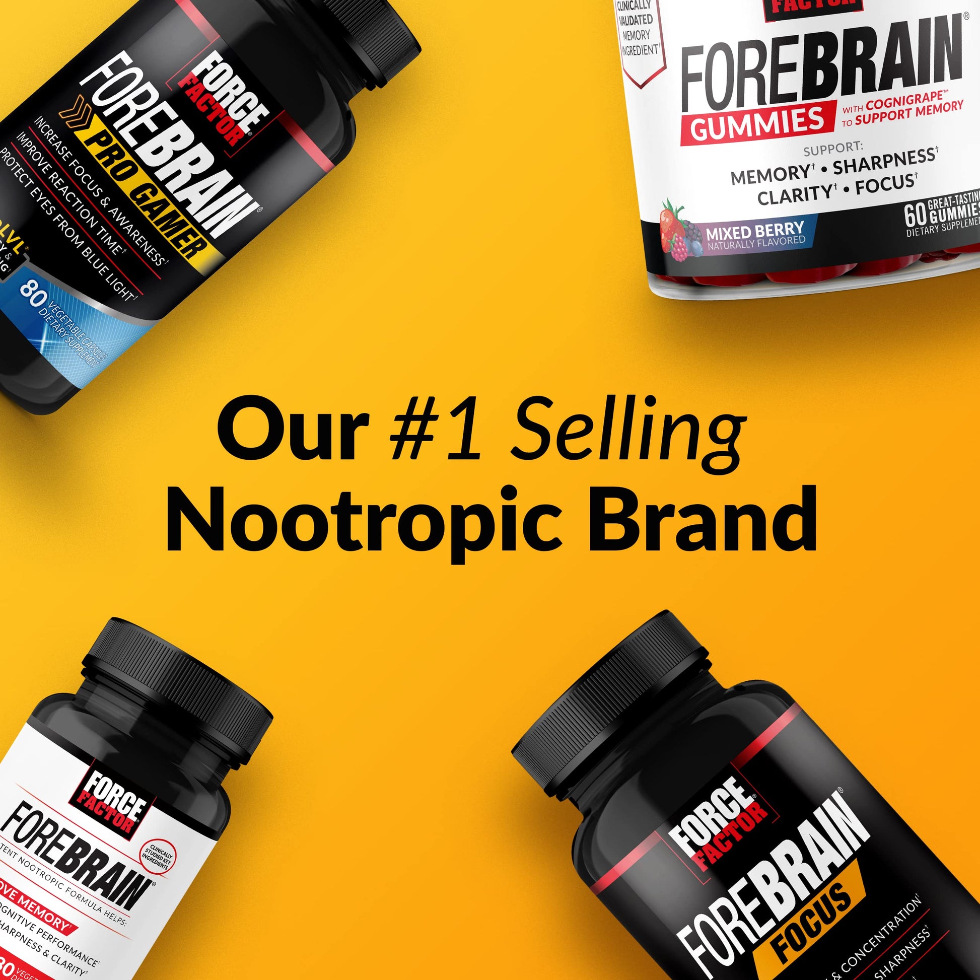 Forebrain Focus Brain Booster, Brain Supplement to Boost Clarity & Concentration, Improve Memory & Sharpness & Productivity, Nootropic Brain Support Supplement, Force Factor, 120 Capsules, Black Force Factor buy supplements canada