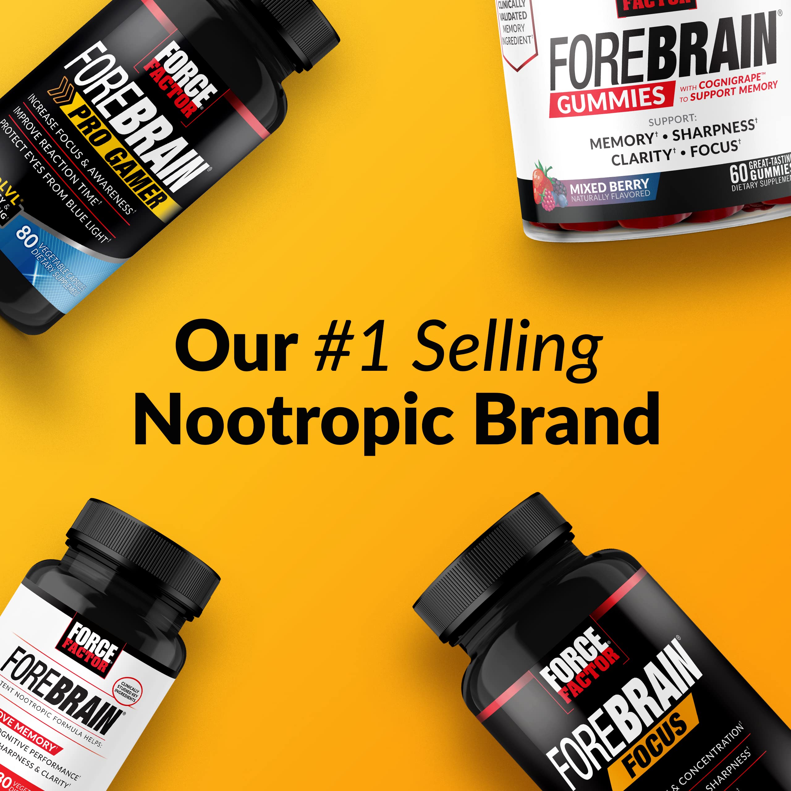 Forebrain Focus Brain Booster, Brain Supplement to Boost Clarity & Concentration, Improve Memory & Sharpness & Productivity, Nootropic Brain Support Supplement, Force Factor, 120 Capsules, Black Force Factor buy supplements canada