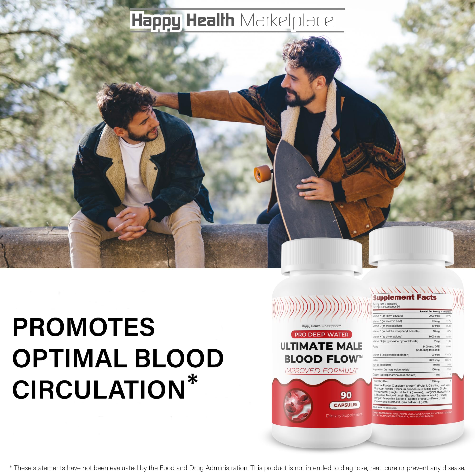 Pro Deep Water Ultimate Male Blood Flow - Improved Formula - Our Best Improved Blood Flow Supplement for Men - Advanced Blood Flow Support for Men - Our Best Circulation Supplement Alpha Boost Pills Happy Health Marketplace buy supplements canada