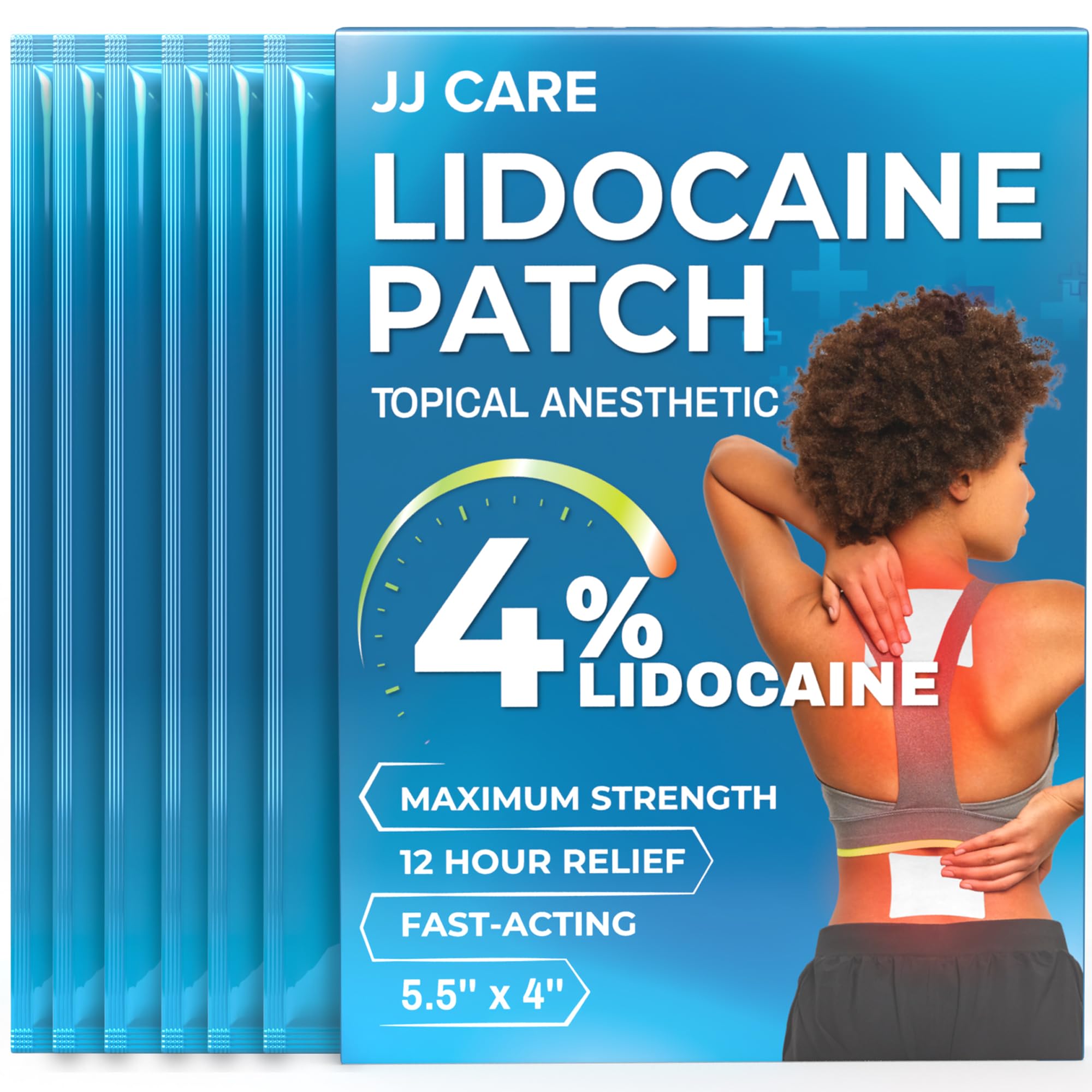 JJ CARE Lidocaine Patches [Pack of 30], 4” x 5.5” Lidocaine 4% Maximum Strength Back Pain Relief Patches for Fast Numbing of Aches, Pains, Back, Neck, Shoulder, Muscle Soreness JJ CARE buy supplements canada