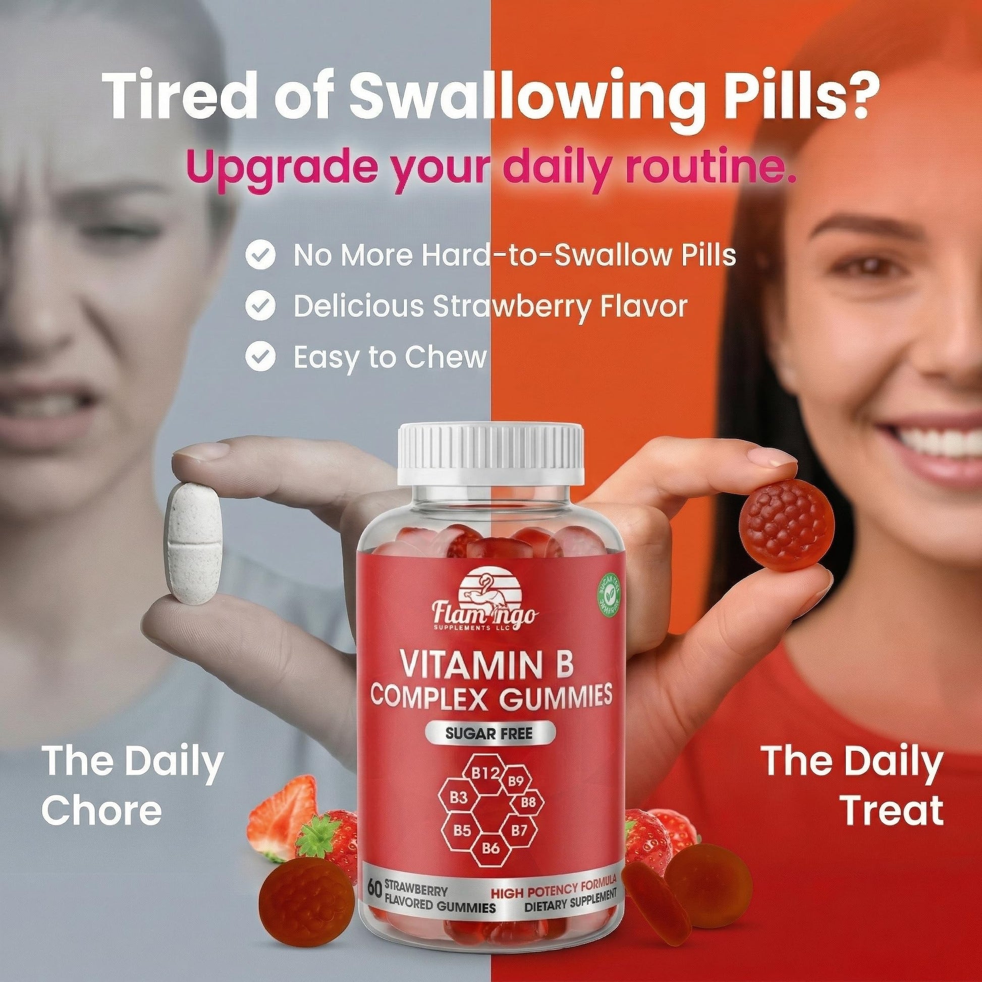 Sugar Free Vitamin B Complex Gummies - Vitamin B12, B7, B6, B3 (Niacin), B5, B8, B9 (Folate)- Third Party Tested- Prenatal, Vegan Diet, Older Adults Flamingo Supplements buy supplements canada