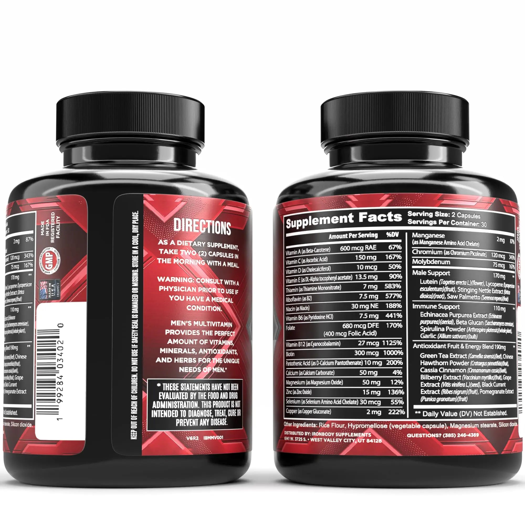 IronBody Supplements, Multivitamin for Men, Vitamins A, B, C, D, E, Zinc. Immune Support, Antioxidant Fruit and Energy Blend. 60 Capsules IronBody Supplements buy supplements canada