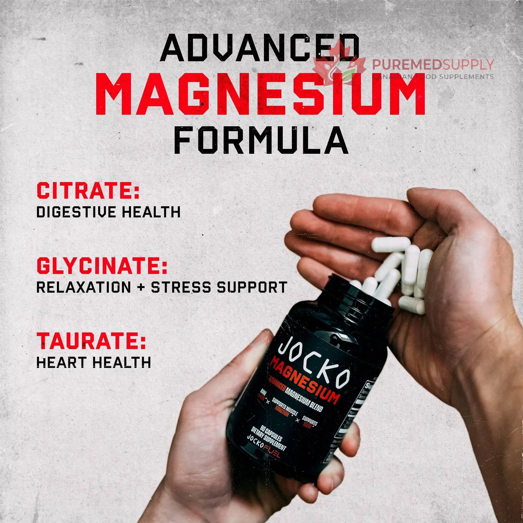 Jocko Fuel Magnesium Complex Supplement - Magnesium Glycinate, Citrate, & Taurate Capsules Dietary Supplement for Muscle Recovery & Relaxation, Heart, Nerve, Bone Support, & Sleep 30-Day Supply Jocko Fuel buy supplements canada