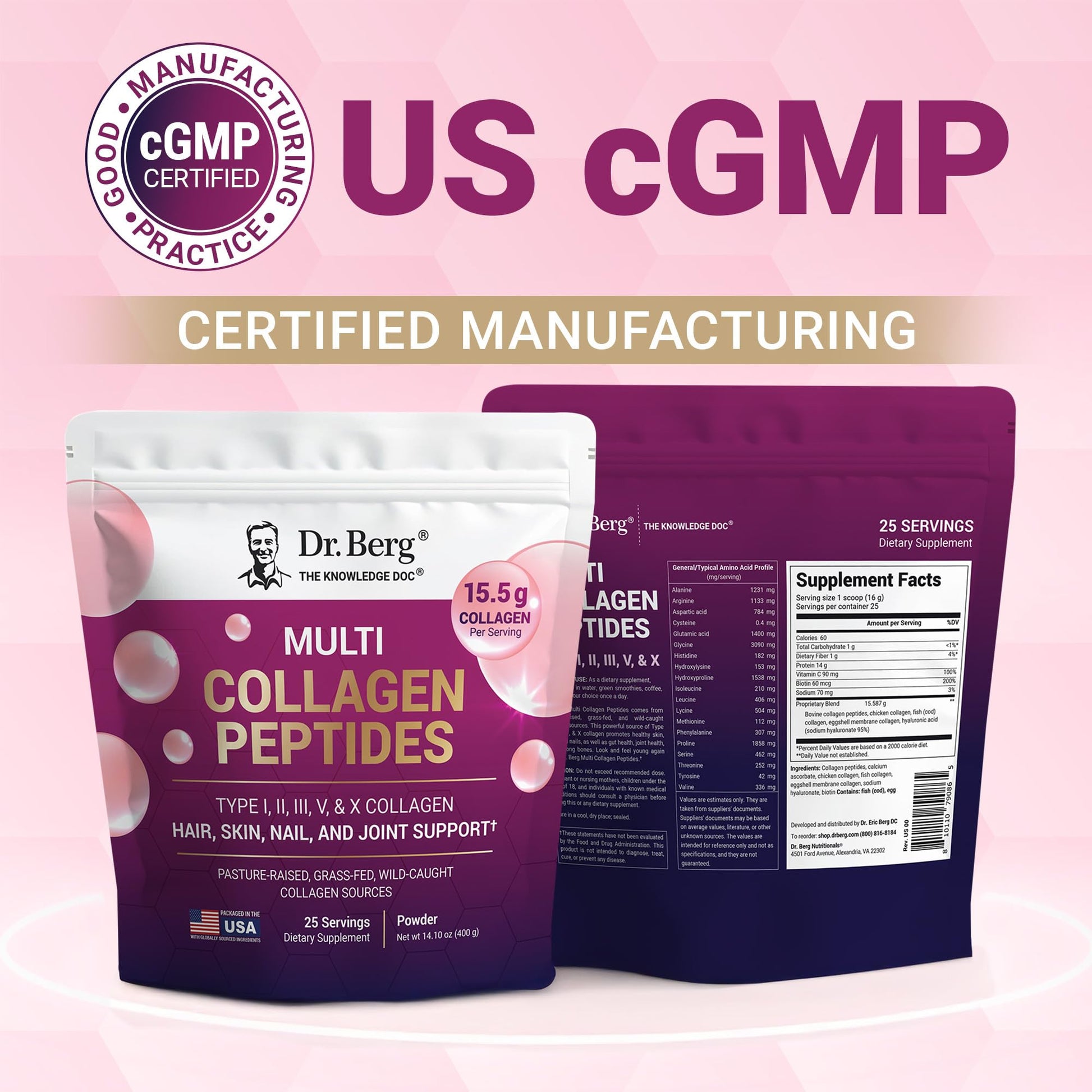 Dr. Berg Multi Collagen Peptides Powder Types I, II, III, V, X - Unflavored Collagen Powder w/ 14 g of Protein - Grass-Fed Dr. Berg Nutritionals buy supplements canada