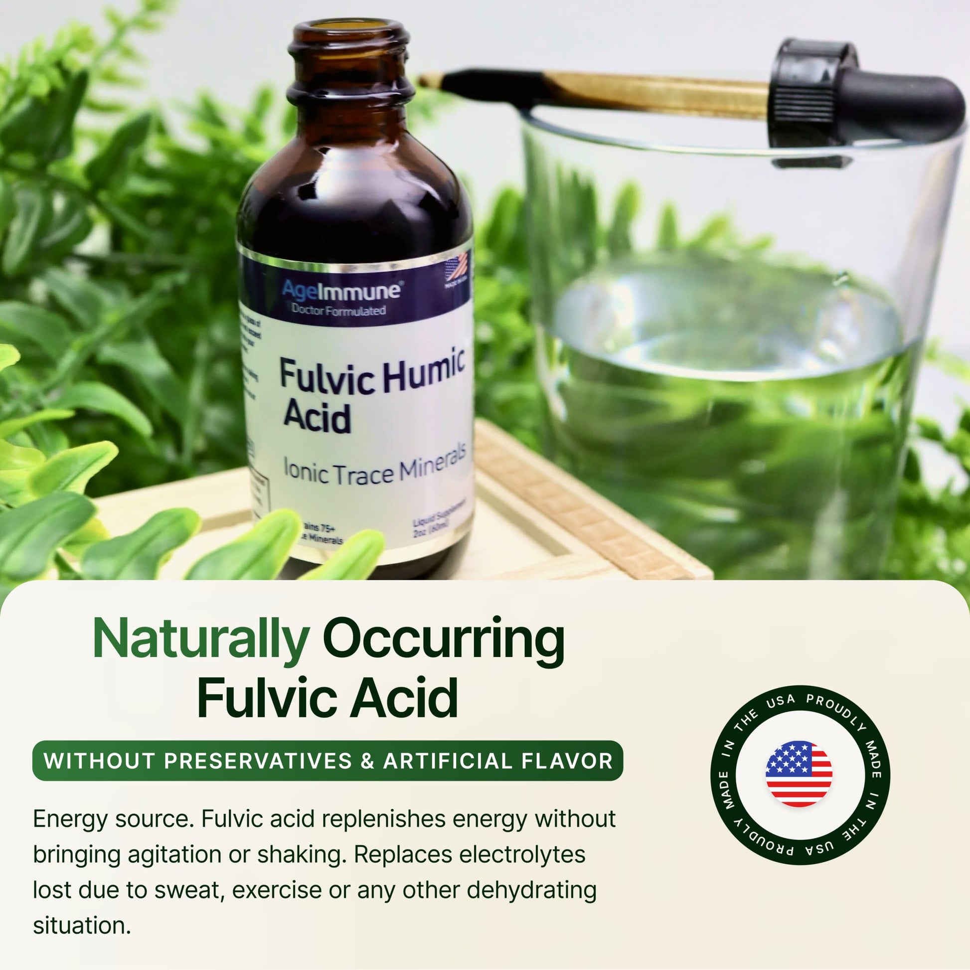 Fulvic Humic Acid 75 + Trace Minerals Liquid Supplement - Plant Derived in USA - Fulvic Acid Minerals Concentrate for Energy, Gut Health and Hydration AgeImmune buy supplements canada