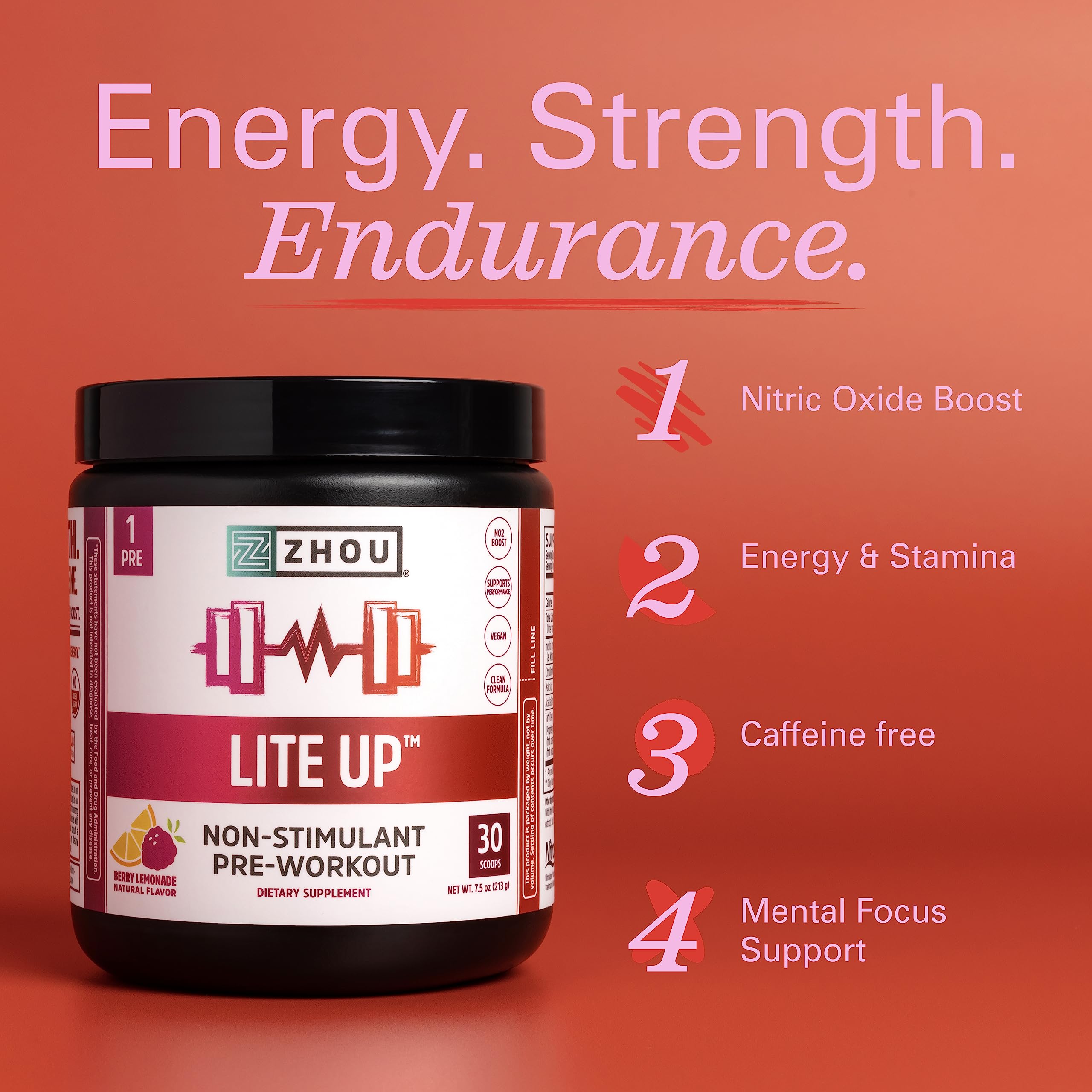 Zhou Nutrition Lite Up, Non-Stimulant Pre Workout Powder, Caffeine Free Nitric Oxide Zhou Nutrition buy supplements canada