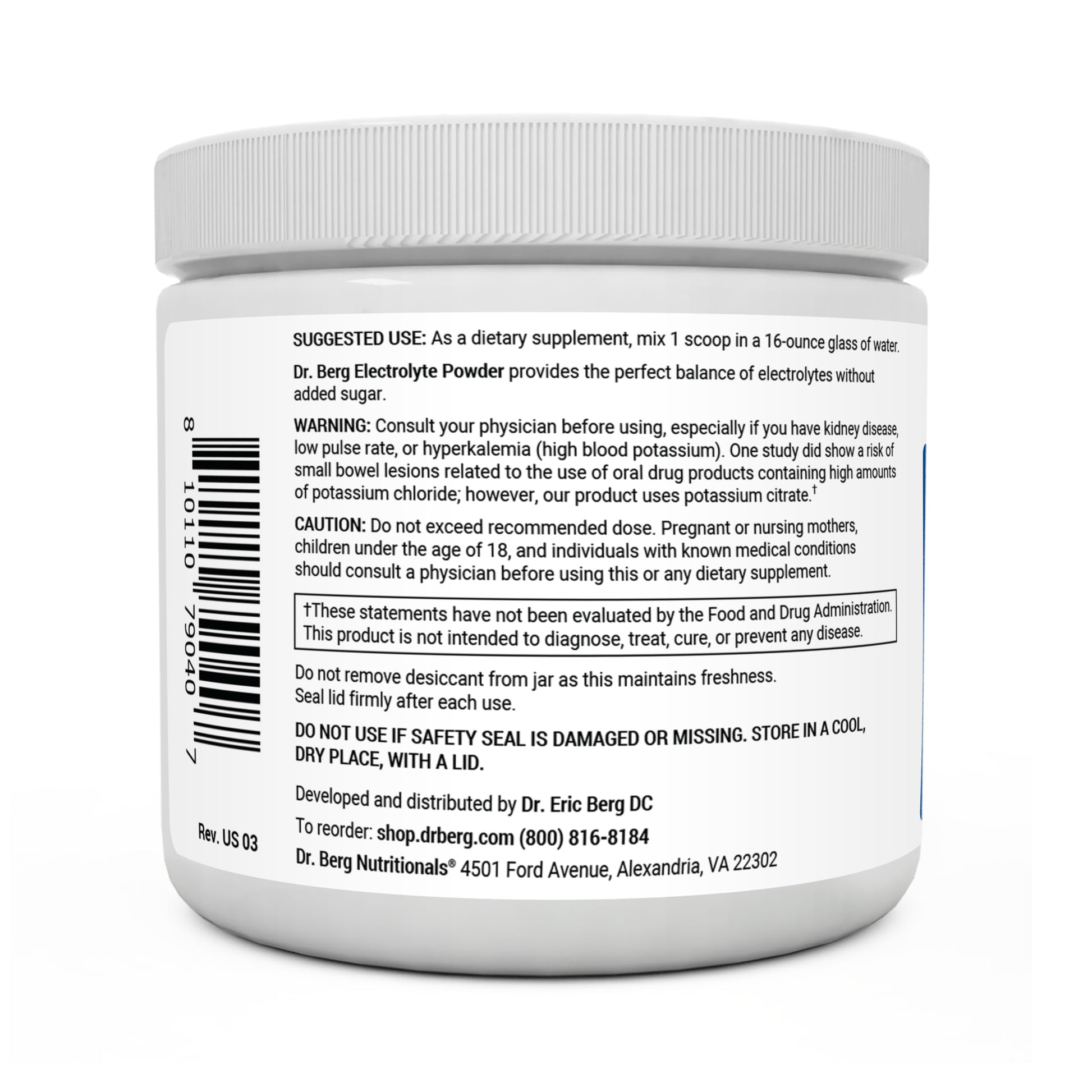 Dr. Berg Hydration Keto Electrolyte Powder - Enhanced w/ 1,000mg of Potassium Dr. Berg Nutritionals buy supplements canada