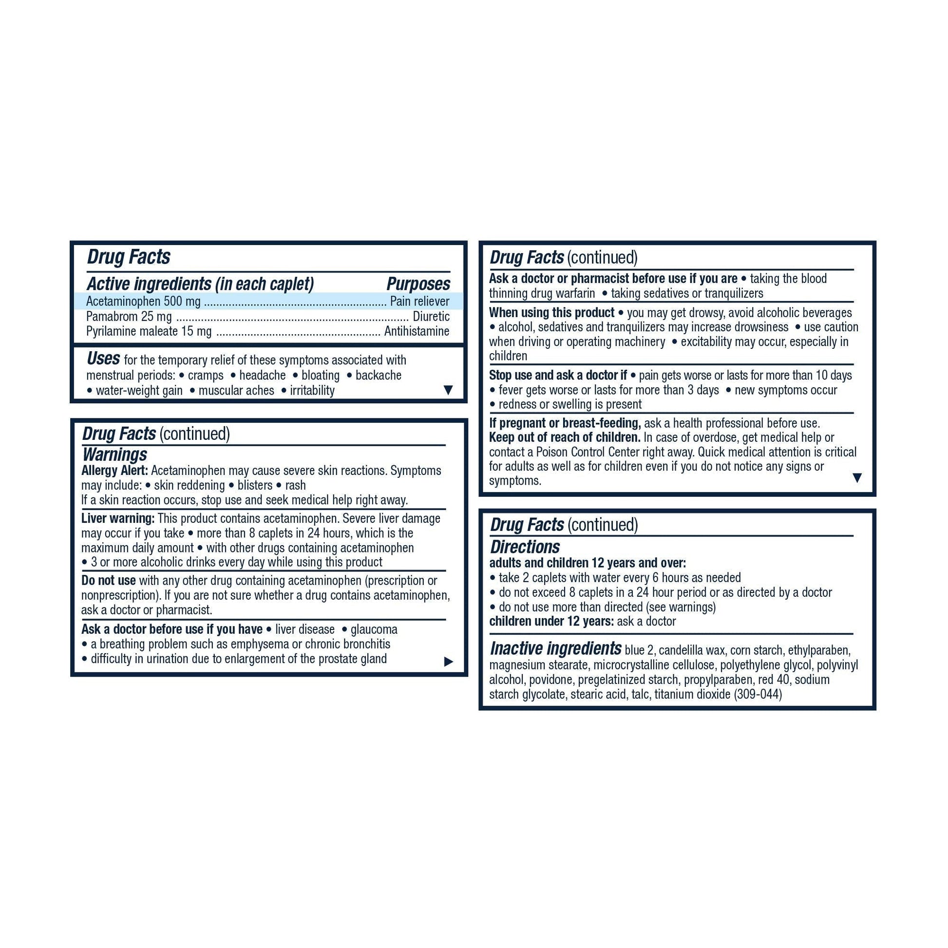 Pamprin Multi-Symptom Formula, with Acetaminophen, Menstrual Period Symptoms Relief including Cramps, Pain, Irritability and Bloating, 40 Caplets (Pack of 5) Pamprin buy supplements canada