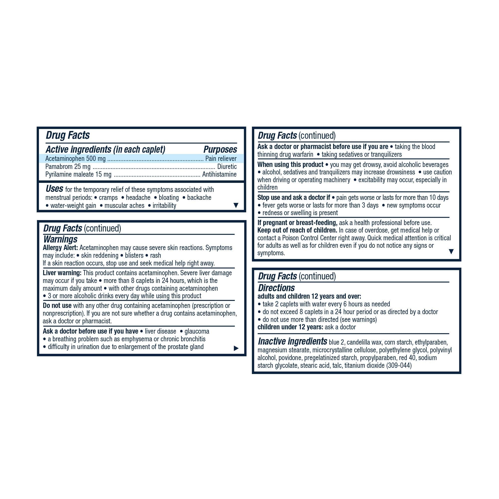 Pamprin Multi-Symptom Formula, with Acetaminophen, Menstrual Period Symptoms Relief including Cramps, Pain, Irritability and Bloating, 40 Caplets (Pack of 5) Pamprin buy supplements canada