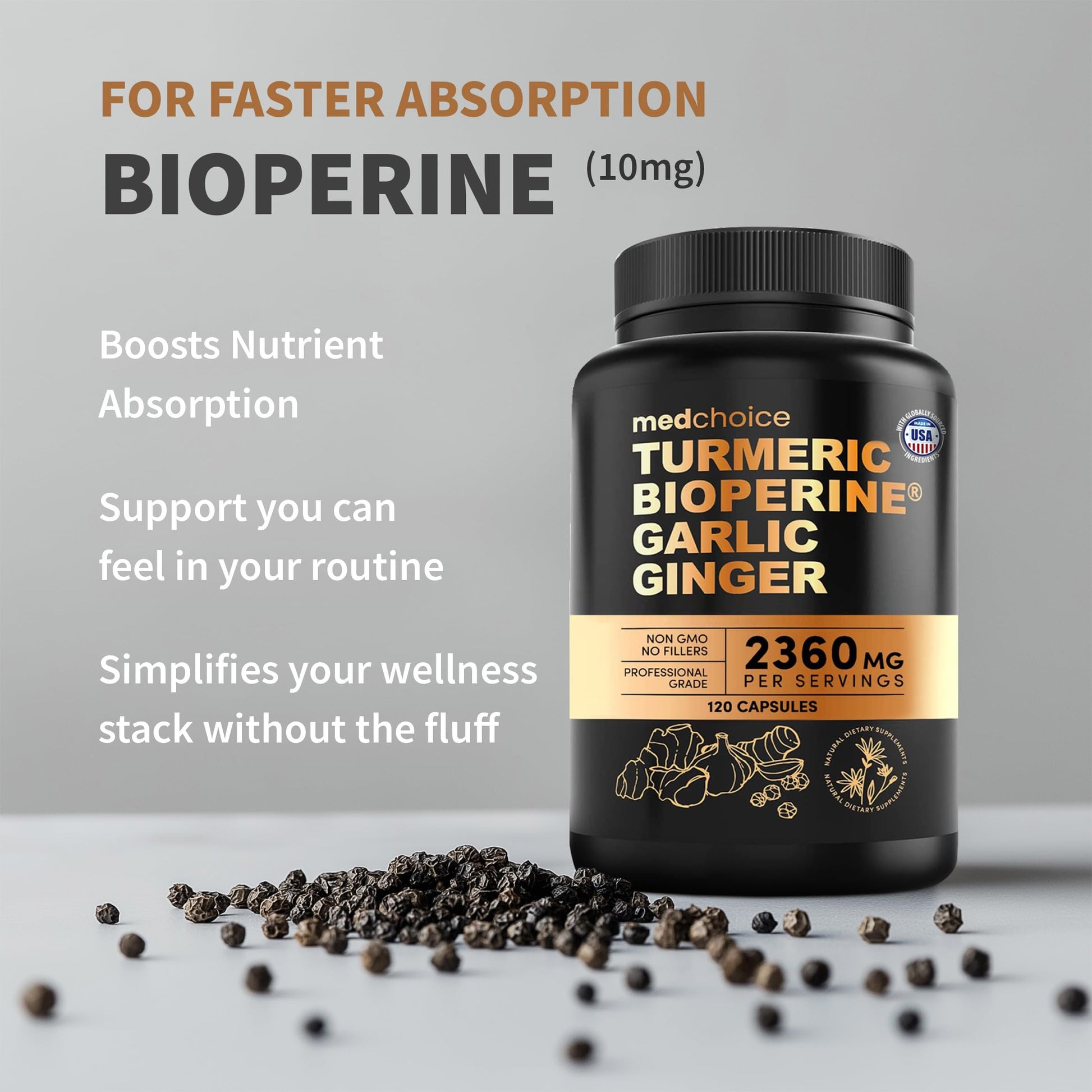 4-in-1 Turmeric Joint Support Supplements with Garlic and BioPerine - 2360 mg High Potency Herbal Blend for Mobility, Everyday Flexibility, Digestive Comfort MEDCHOICE buy supplements canada