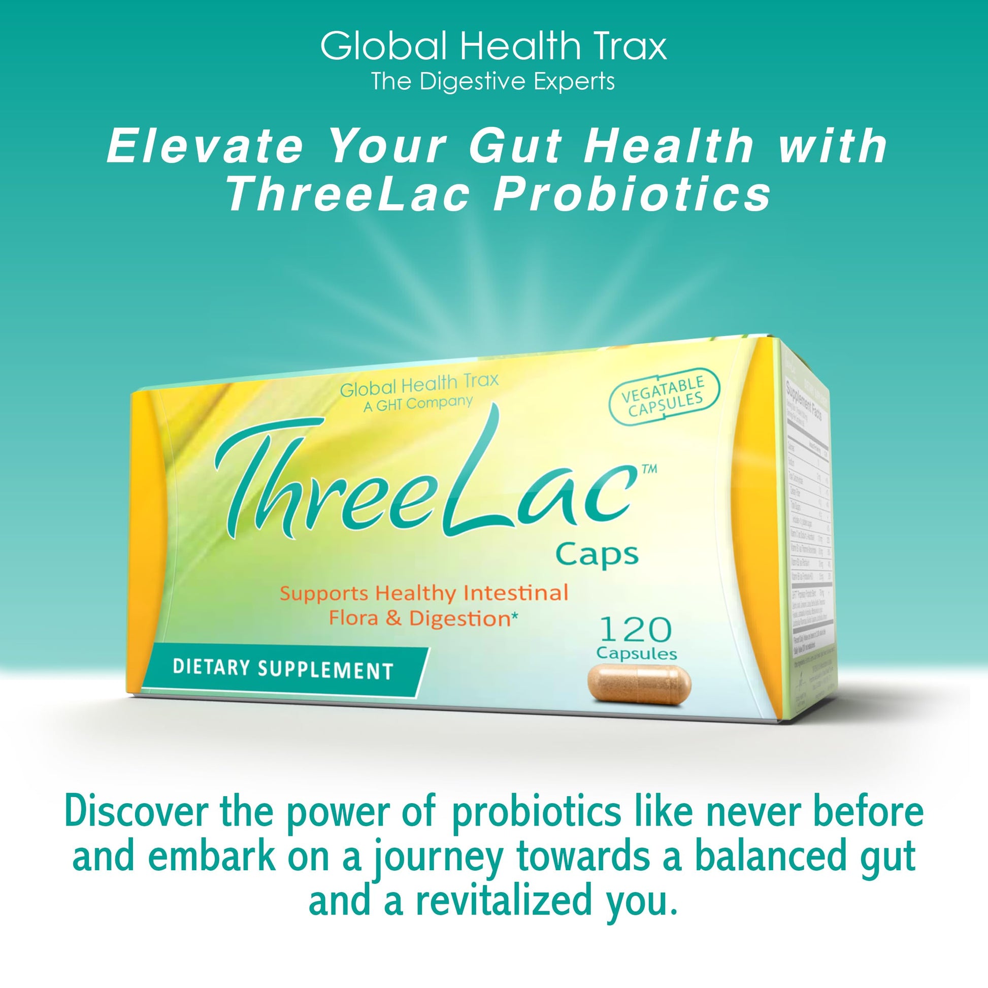 GHT - ThreeLac Probiotic Capsules, 240 Ct - Comprehensive Digestive Support for Men, Women, and Children - Immune System and Gut Balance, Non-GMO ght Global Health Trax buy supplements canada