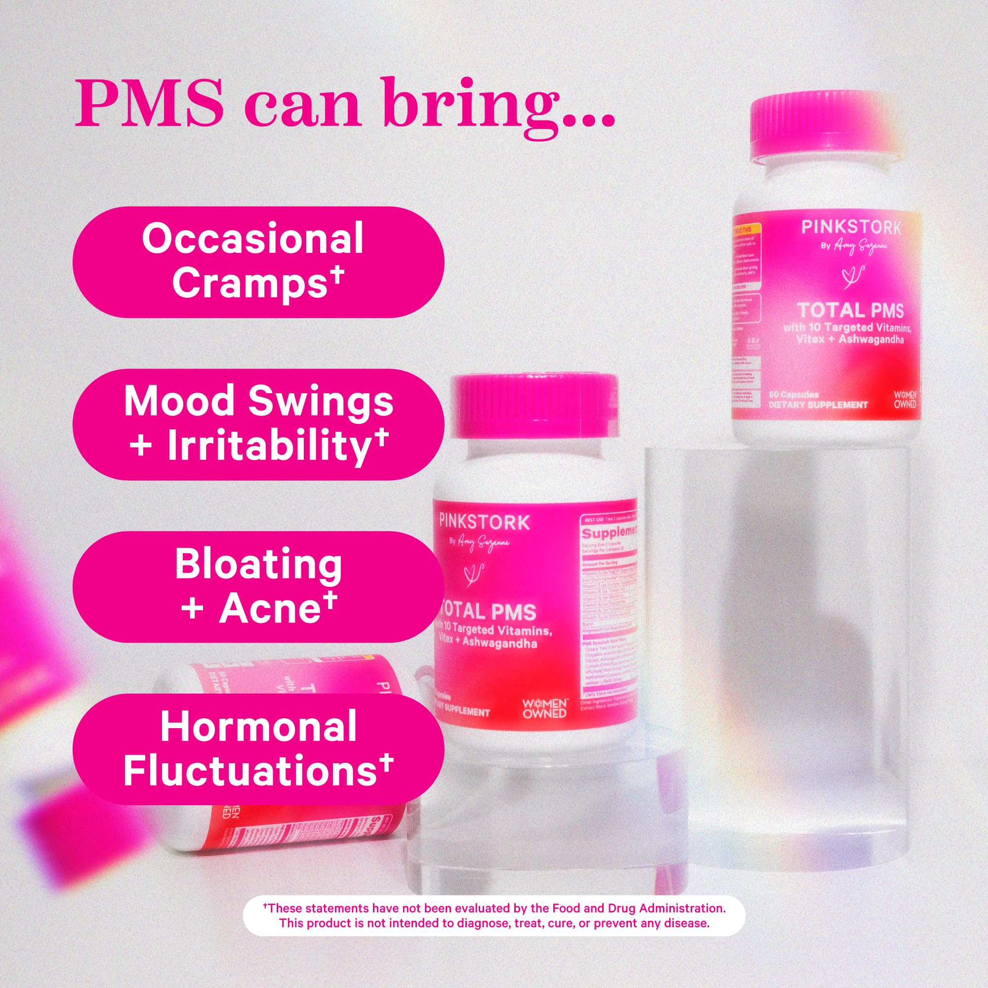 Pink Stork PMS Supplement for Women - Vitex, Ashwagandha, Maca Root & 10 Vitamins & Minerals to Support Hormone Balance, Mood, Bloating, Period Regularity - 60 Capsules Pink Stork buy supplements canada