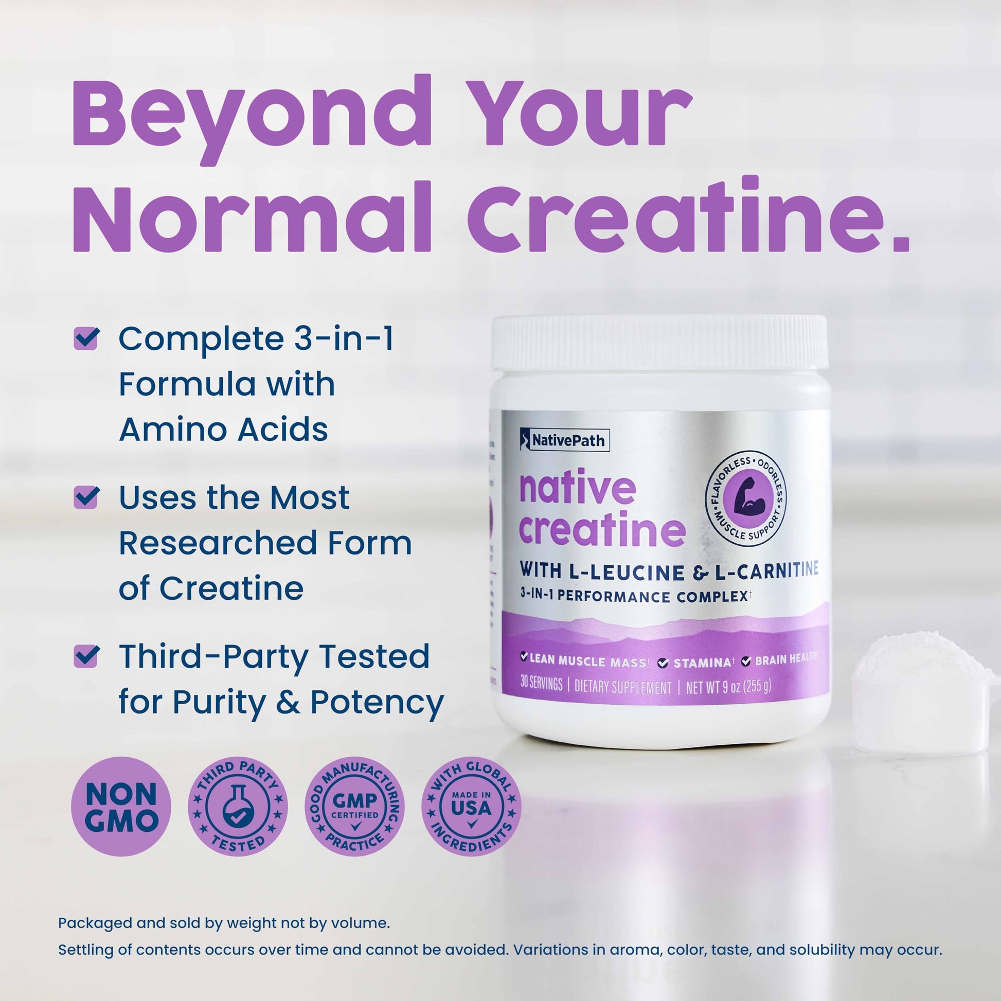 NativePath Creatine Monohydrate Powder with L-Leucine & L-Carnitine - Muscle Building Supplement for Men & Women - 30 Servings (Pack of 2) NativePath buy supplements canada