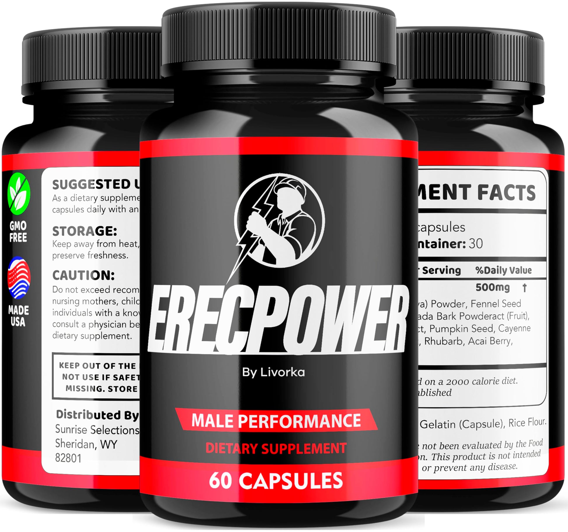 LIVORKA Erecpower Multivitamin Male Performance Capsules for Mens Health, Advanced Formula - 300 Capsules (5 Month Supply) - Pack of 5 LIVORKA buy supplements canada