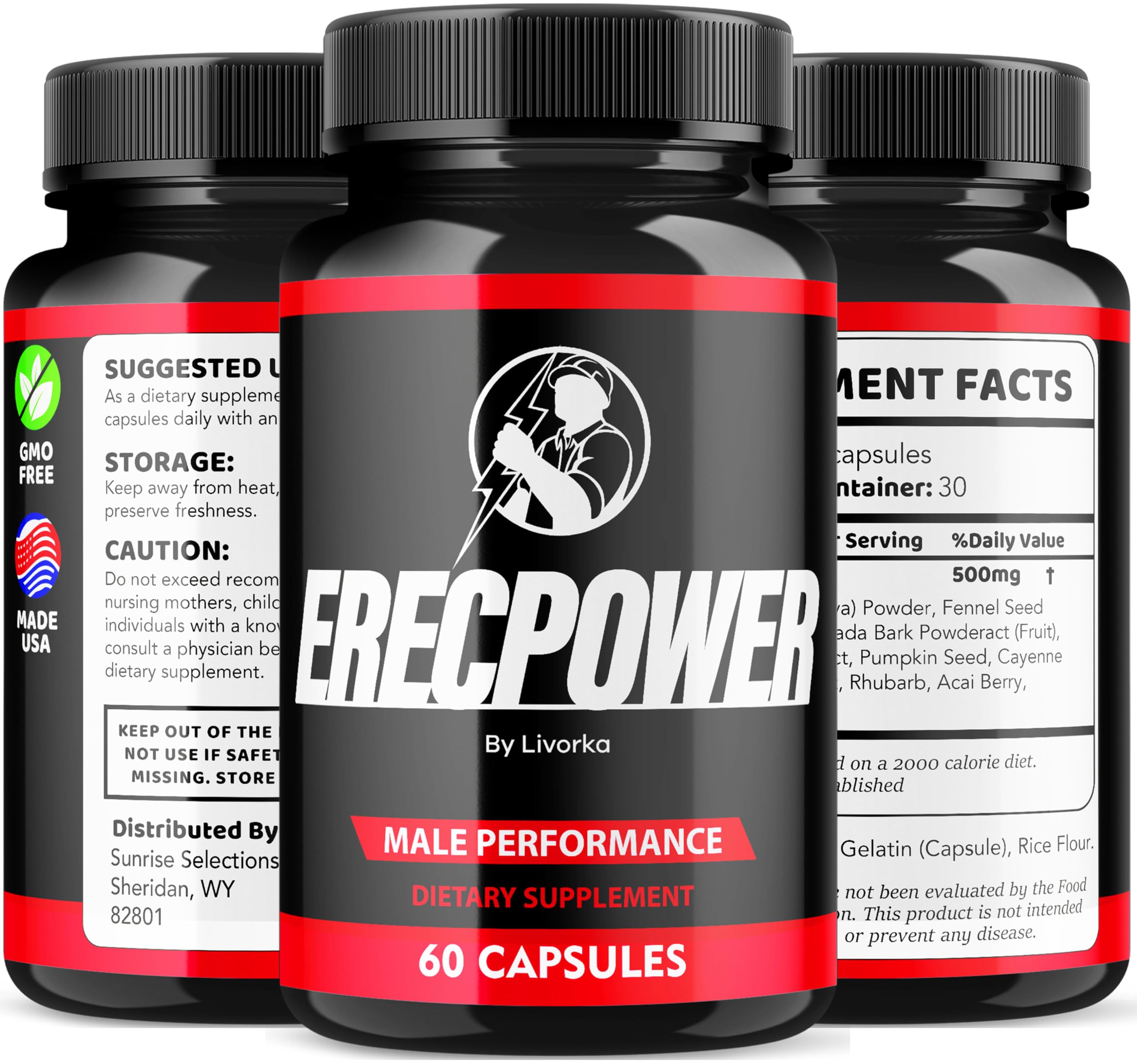 LIVORKA Erecpower Multivitamin Male Performance Capsules for Mens Health, Advanced Formula - 300 Capsules (5 Month Supply) - Pack of 5 LIVORKA buy supplements canada