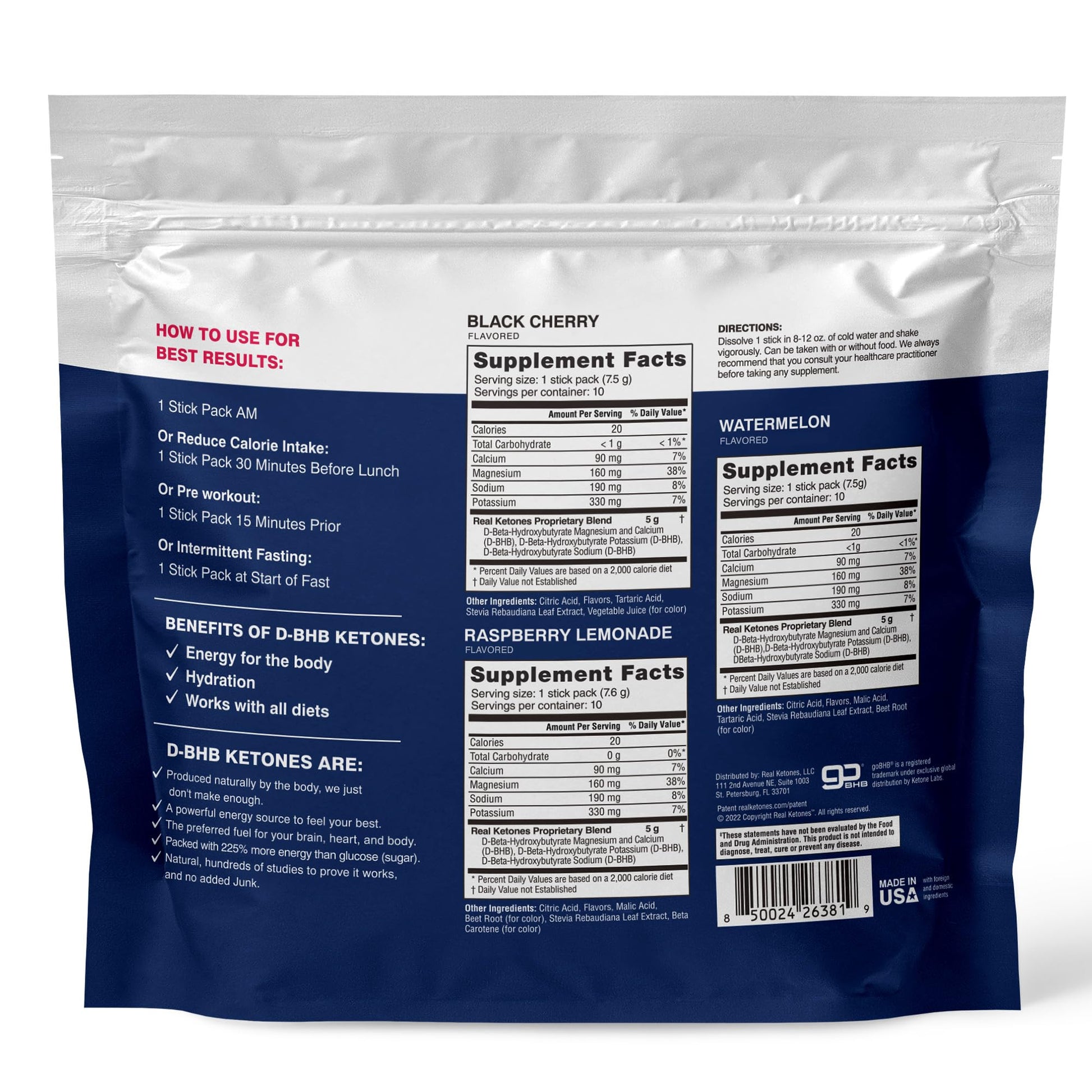 Real Ketones BHB Exogenous Ketones Drink Mix Packets Keto Electrolytes Powder Packets No Sugar with 4 Main Fasting Electrolytes Plus Hydrating Patented Keto BHB Real Ketones buy supplements canada
